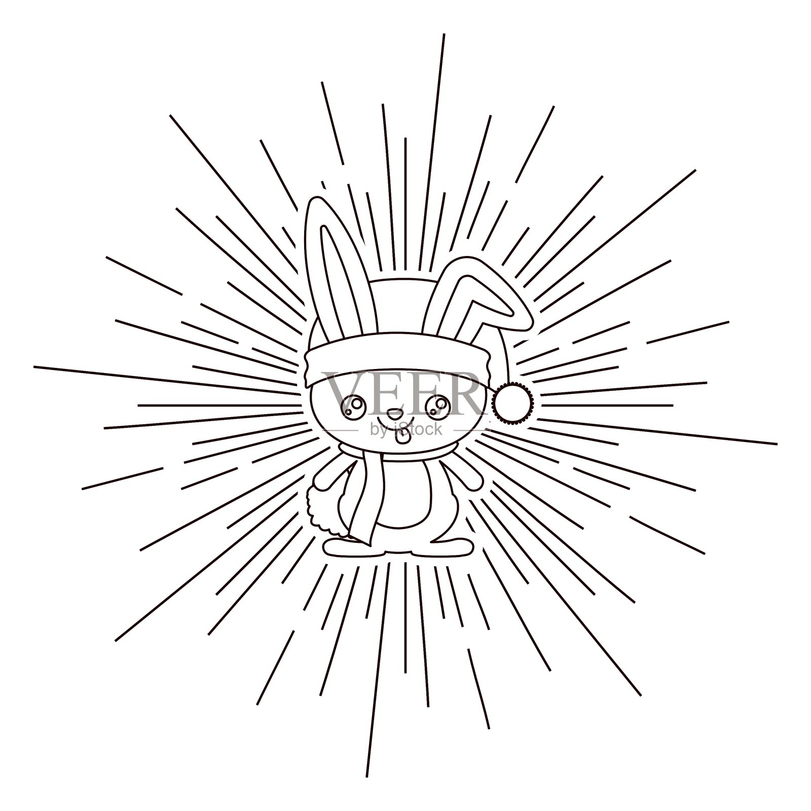 松鼠与圣诞帽孤立图标设计插画图片素材