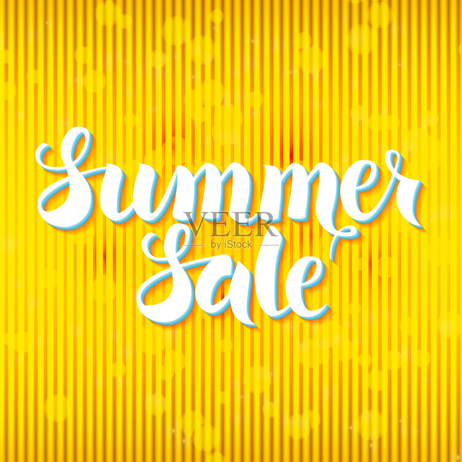 夏季销售刻字在黄色抽象插画图片素材