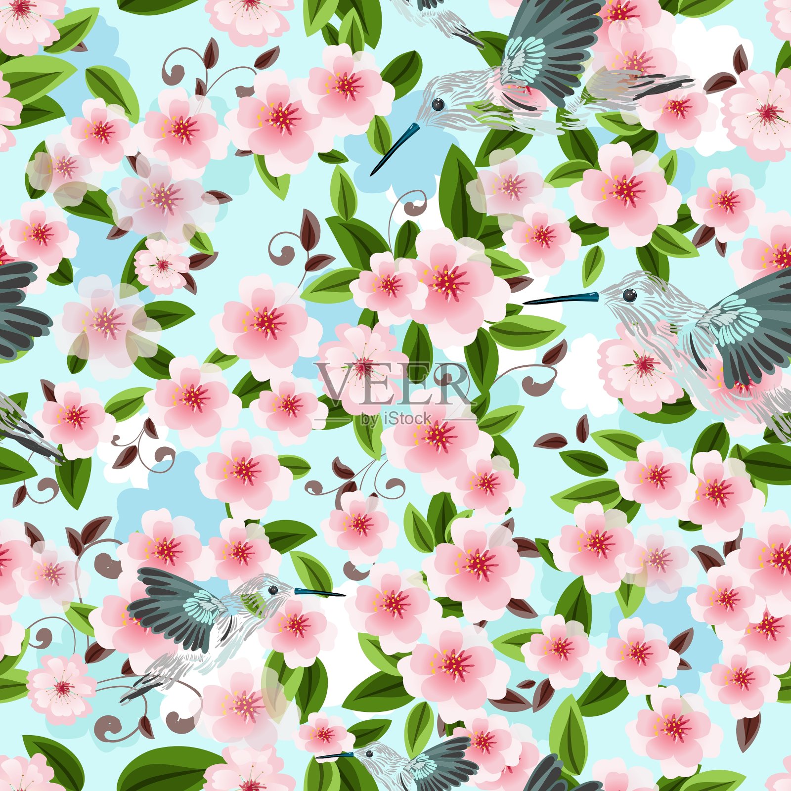 樱花质地无缝插画图片素材