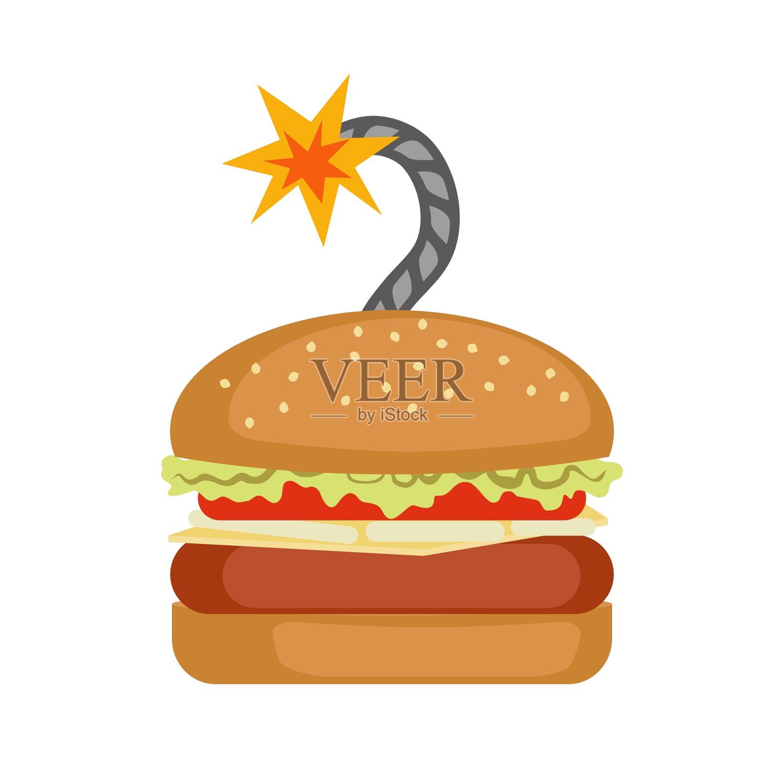 带炸弹线的快餐汉堡设计元素图片