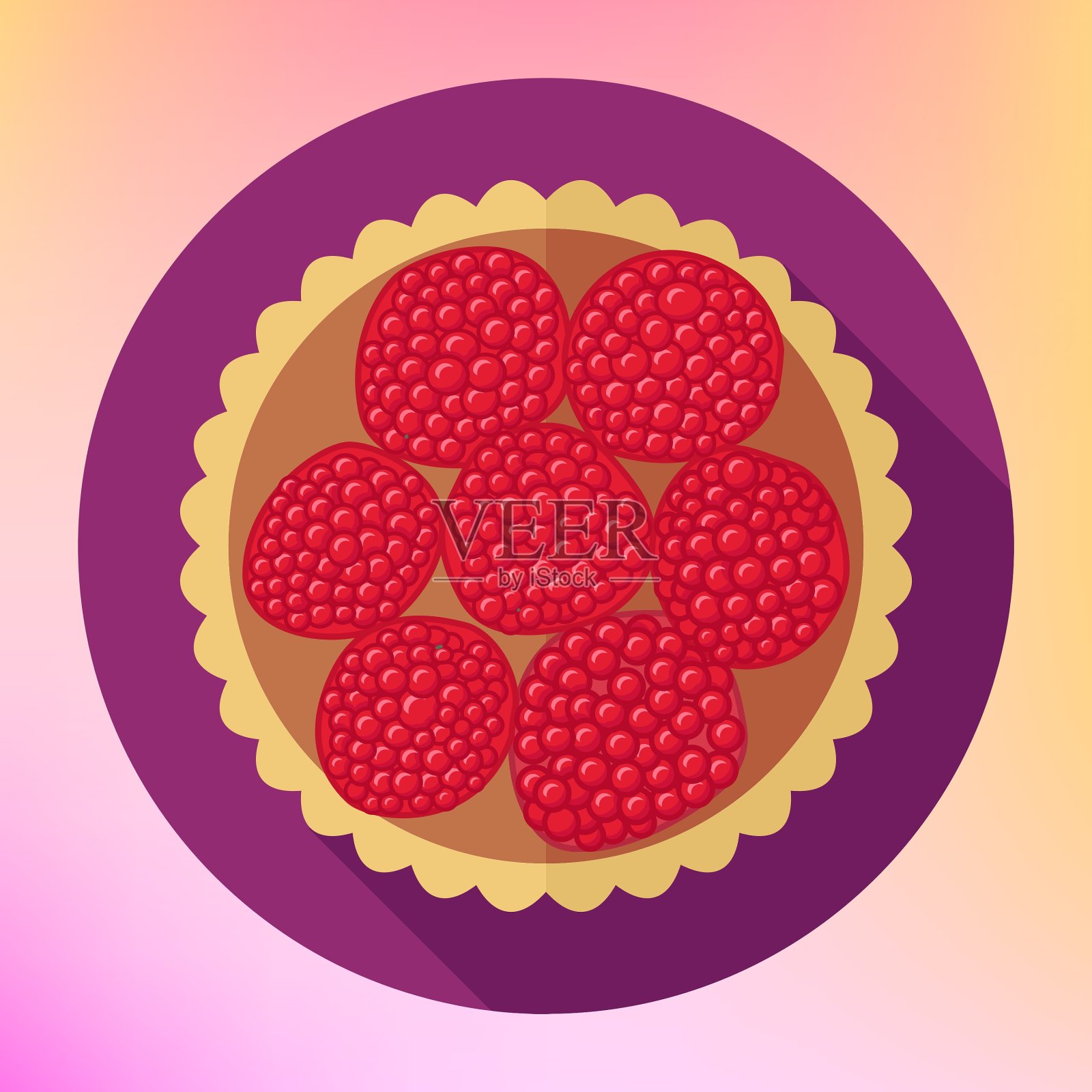 树莓纸杯蛋糕甜点俯视图插画图片素材