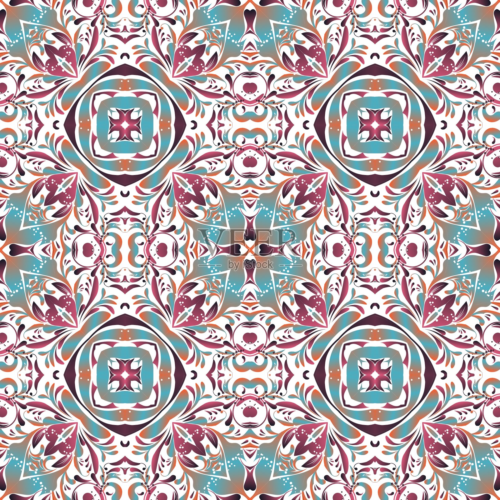 墨西哥风格的塔拉维拉瓷砖无缝图案插画图片素材