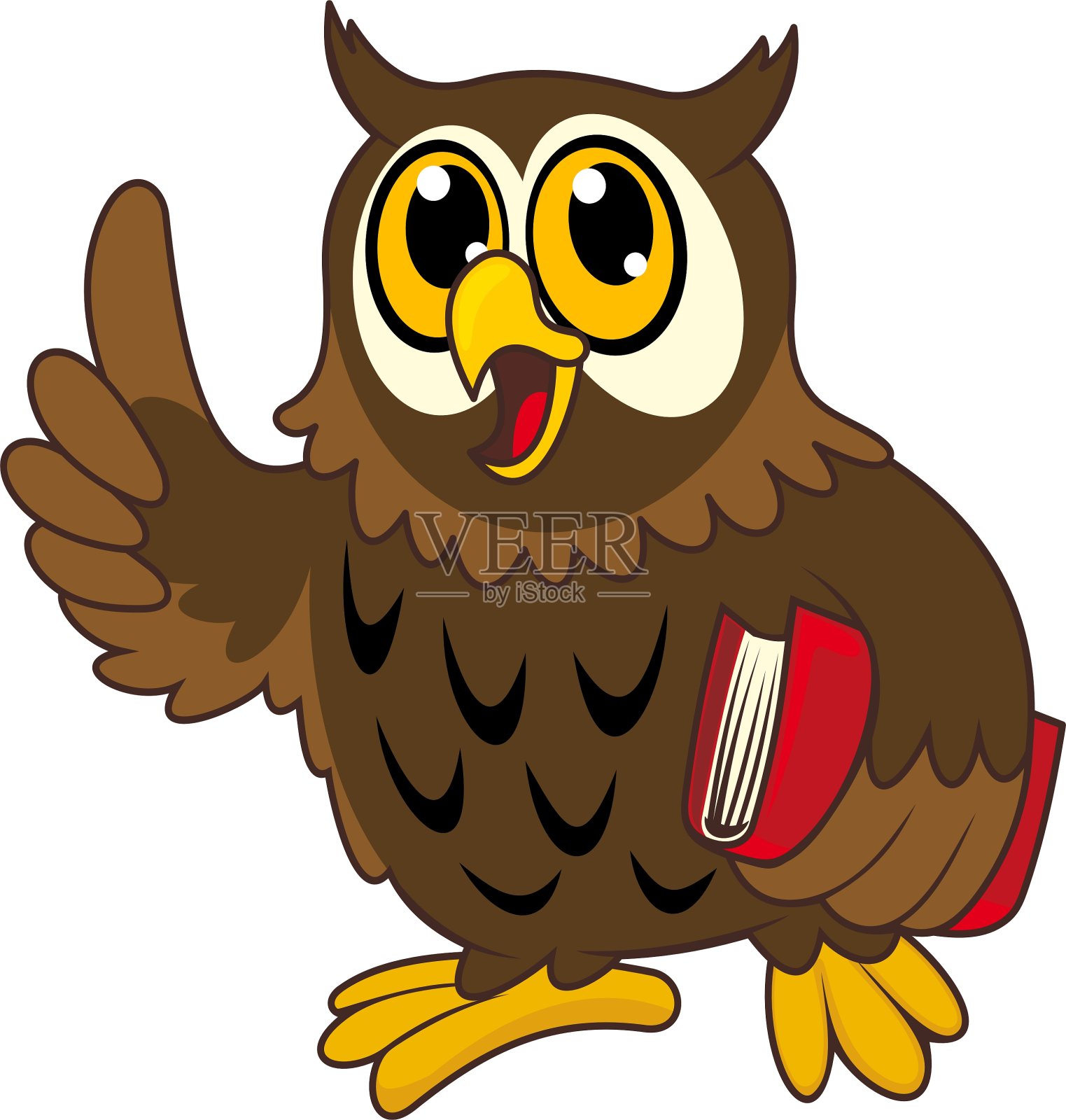 卡通猫头鹰鸟与书设计元素图片