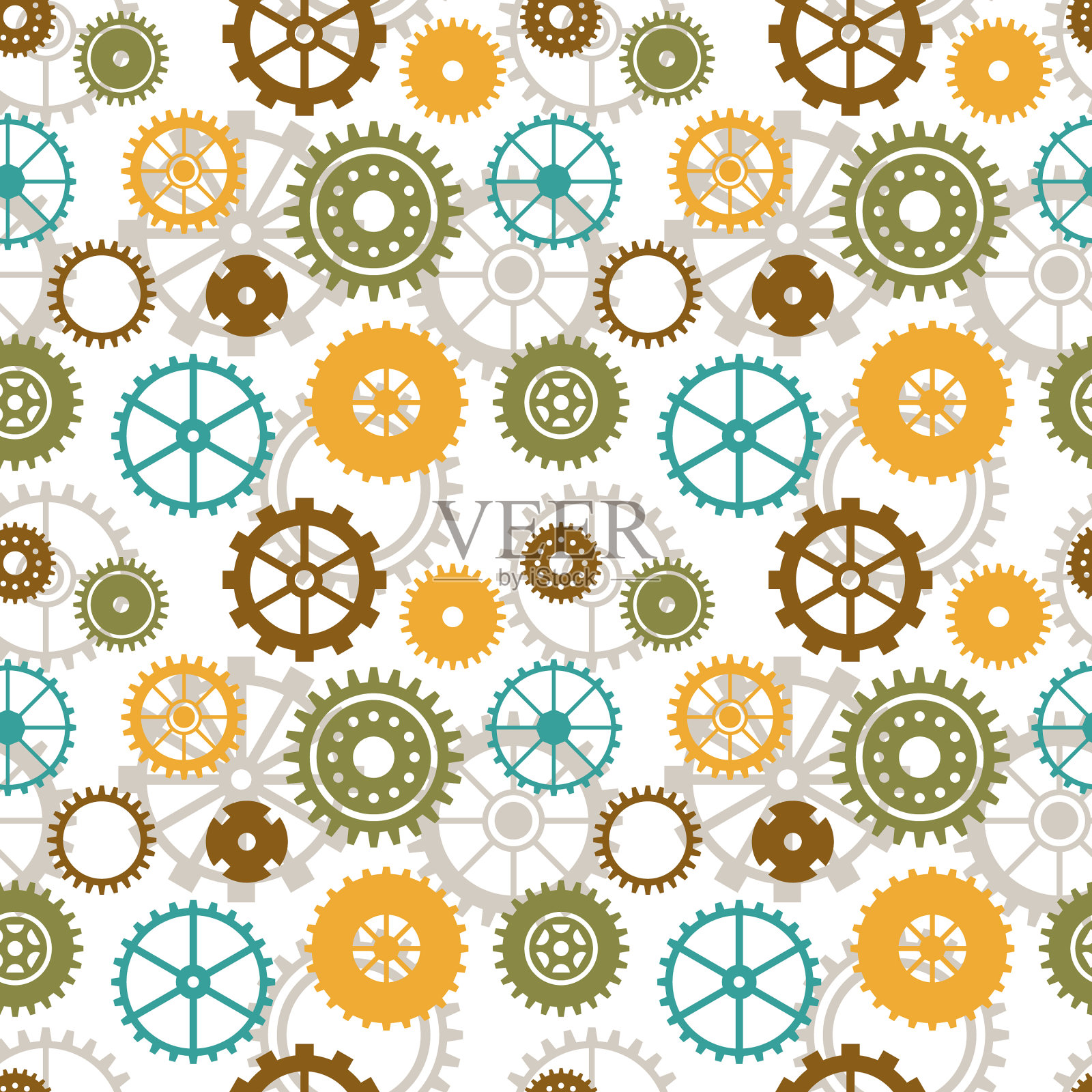 无缝背景的彩色齿轮插画图片素材