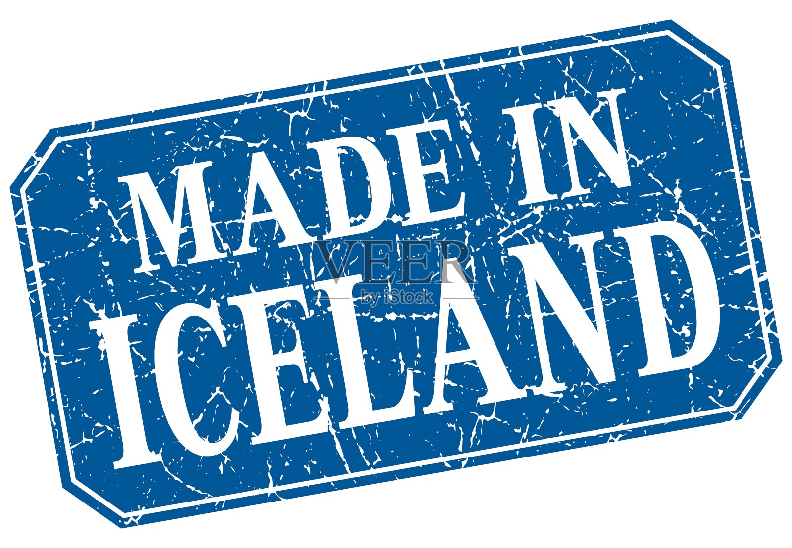 冰岛制造的蓝色方形垃圾邮票插画图片素材