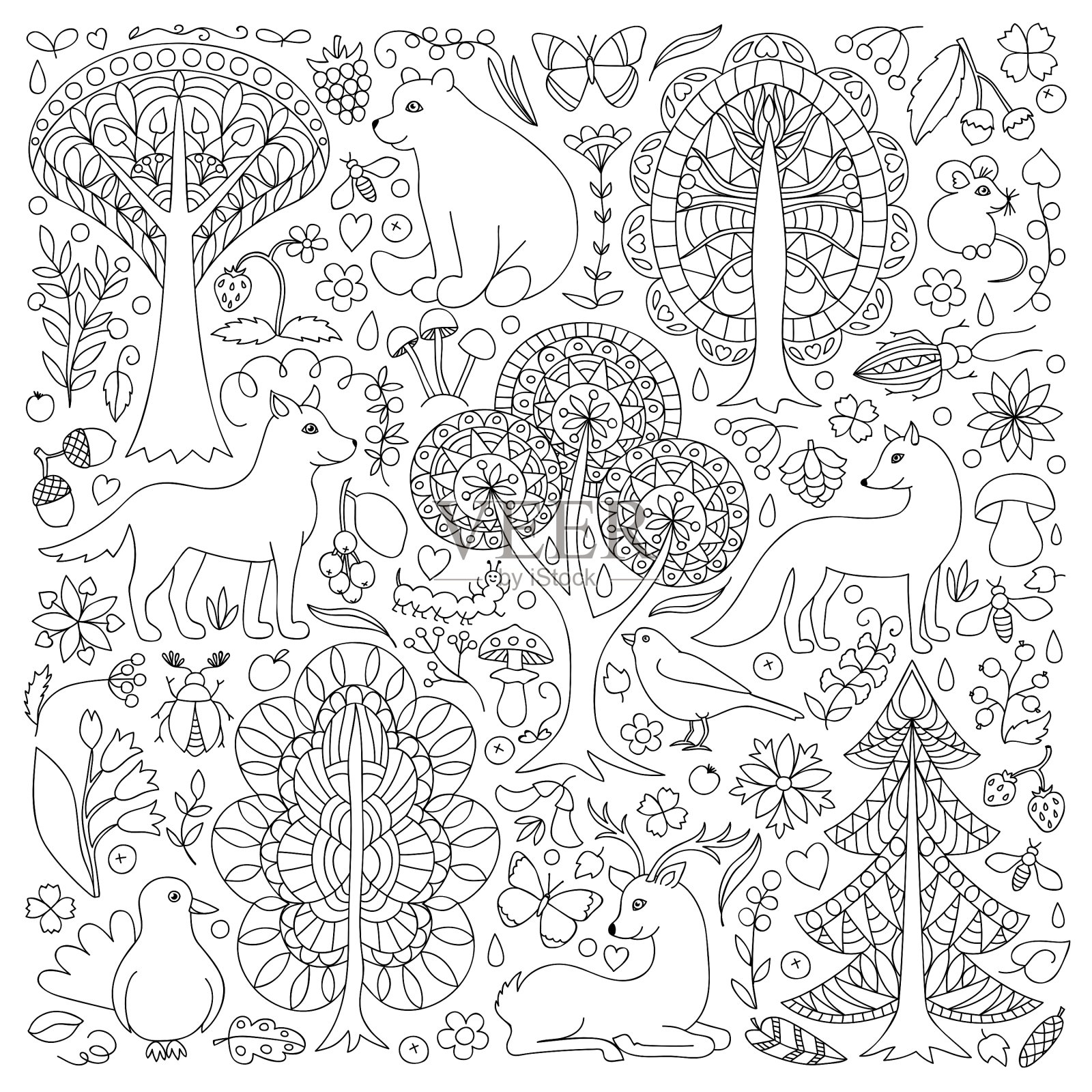 仙境有趣的森林设计元素图片