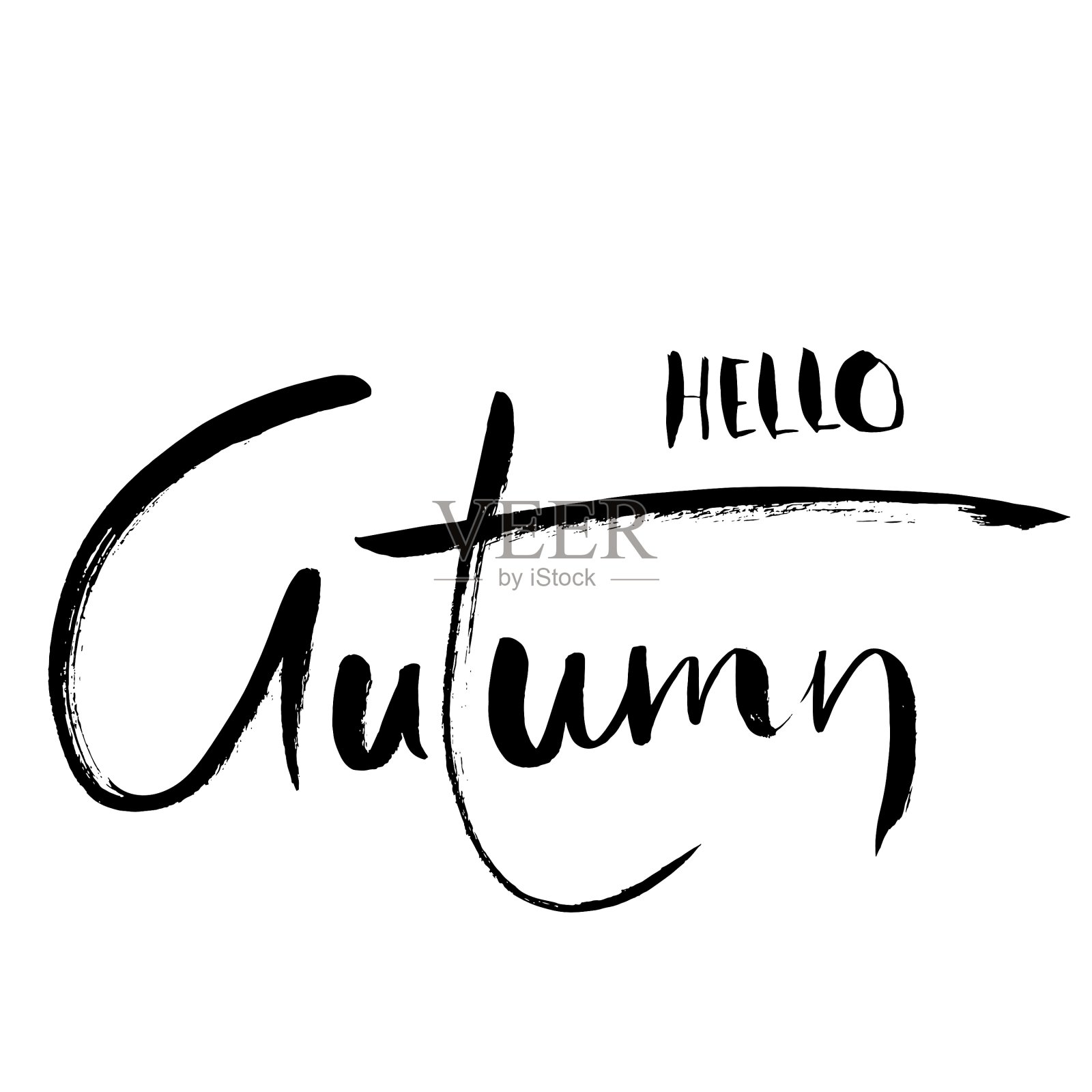 你好秋天励志名言手绘设计元素图片