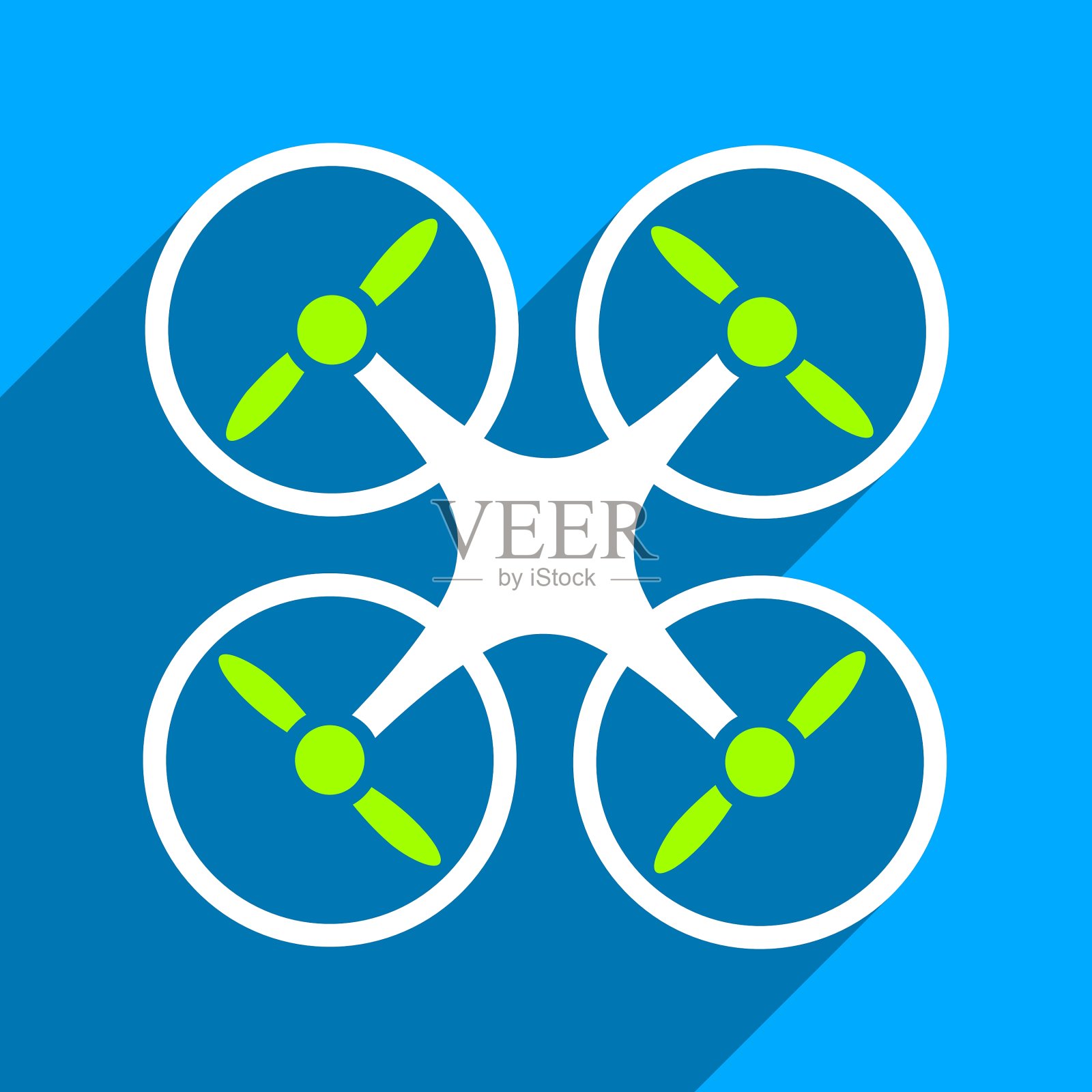 四轴飞行器平方形图标与长影子插画图片素材