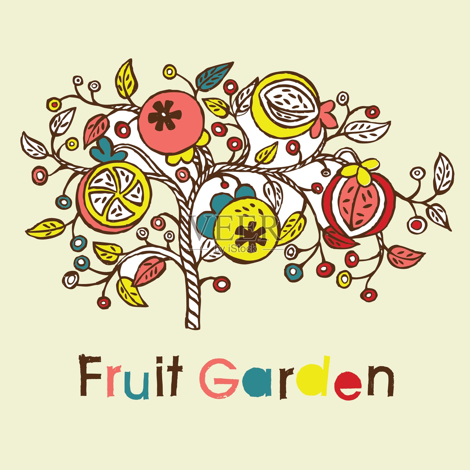 石榴树卡插画图片素材