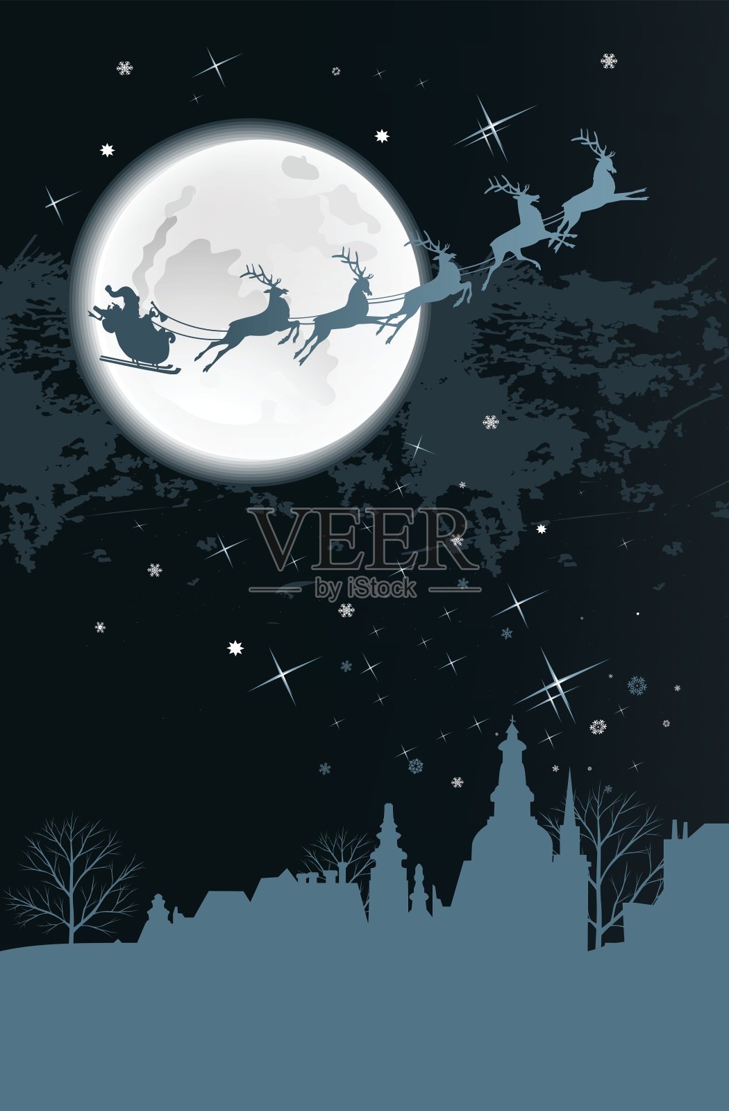 圣诞老人的雪橇插画图片素材