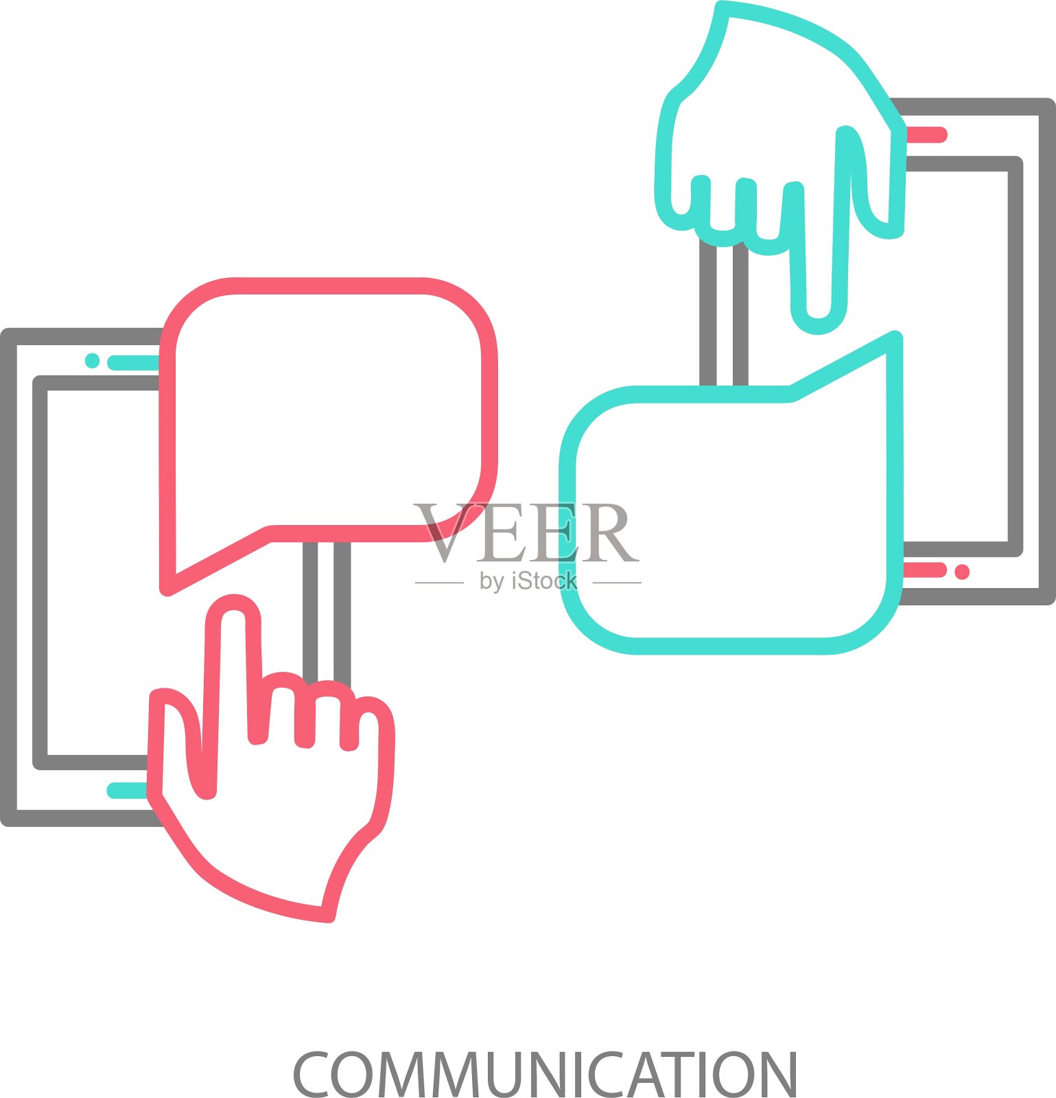 手和智能手机聊天应用模板插画图片素材