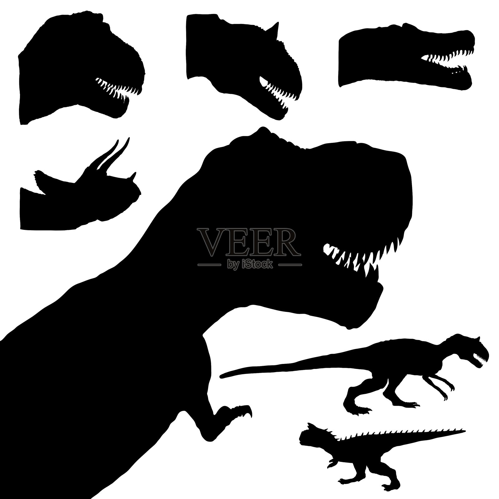 恐龙集可爱的黑色动物插画图片素材