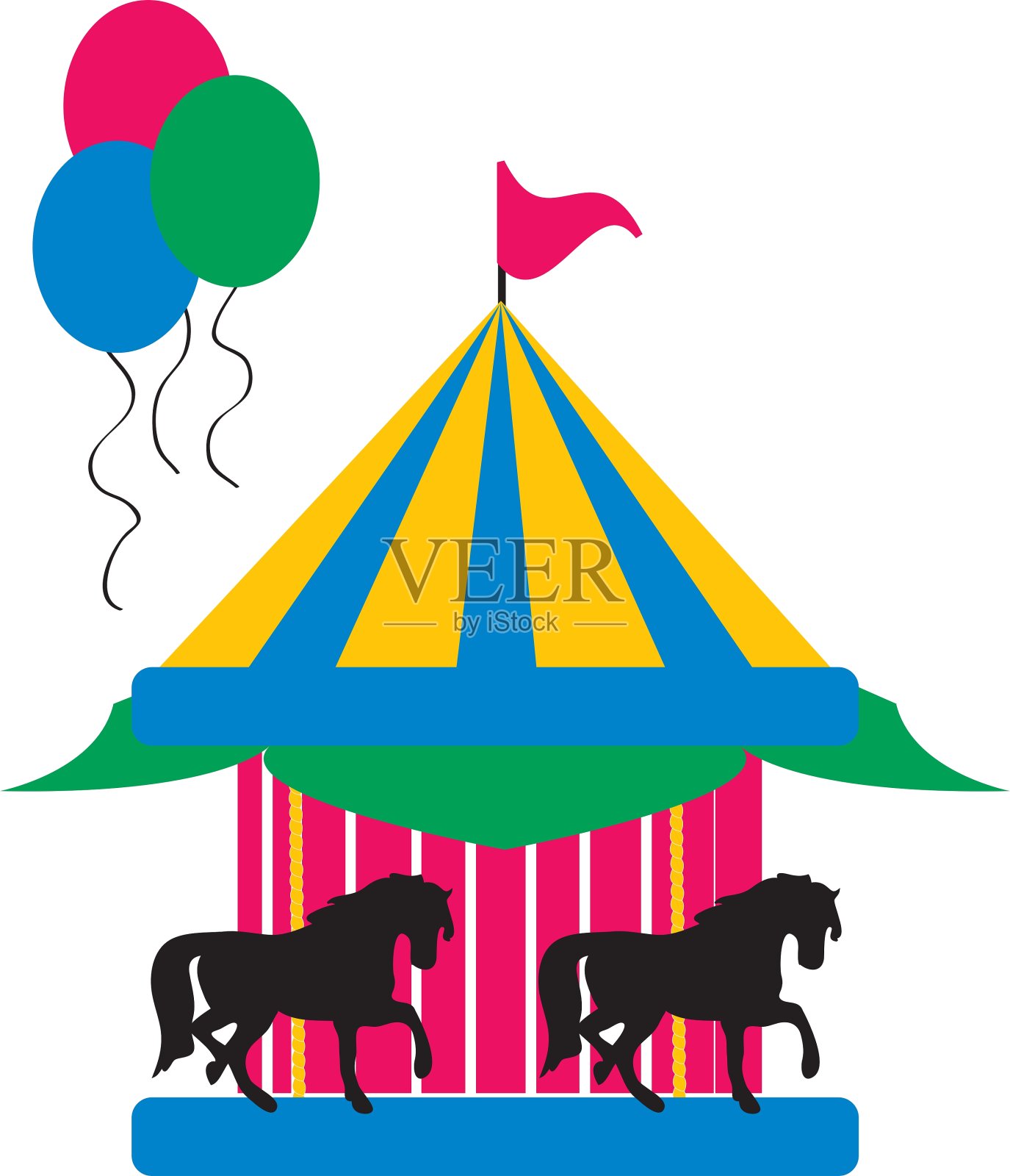 旋转木马插画图片素材