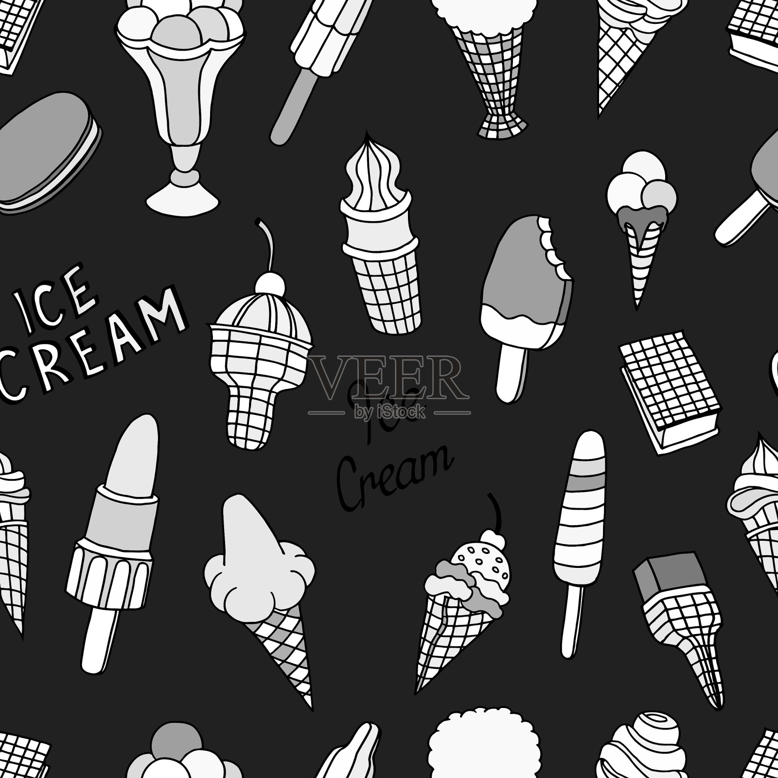 手绘冰淇淋图案插画图片素材