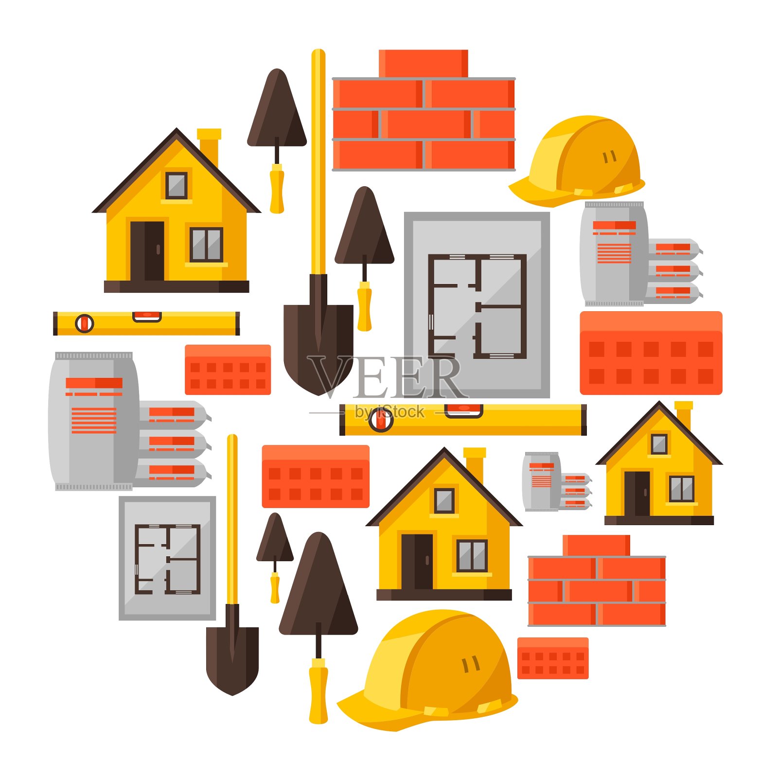 带有工业背景的房屋设计设计元素图片