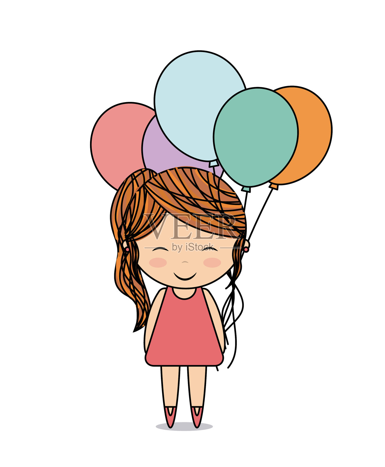 女孩和气球图标儿童设计图形设计元素图片
