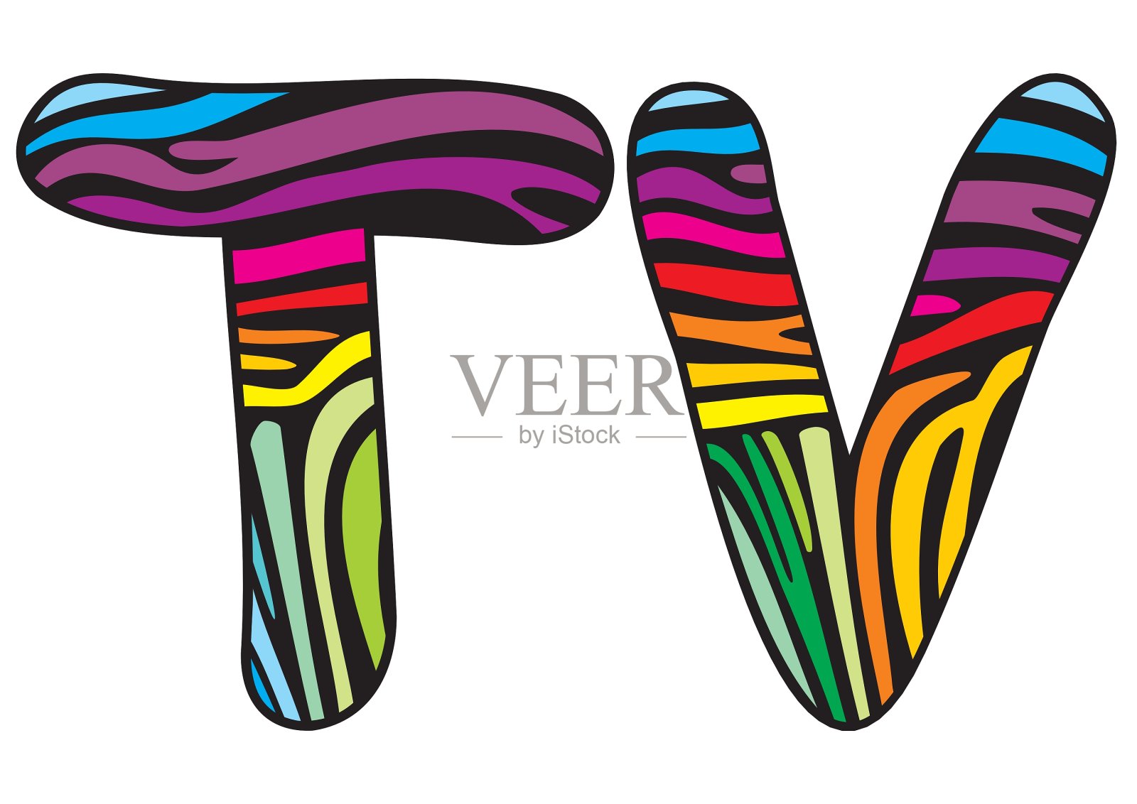 背景皮肤斑马形状的字母T V设计元素图片