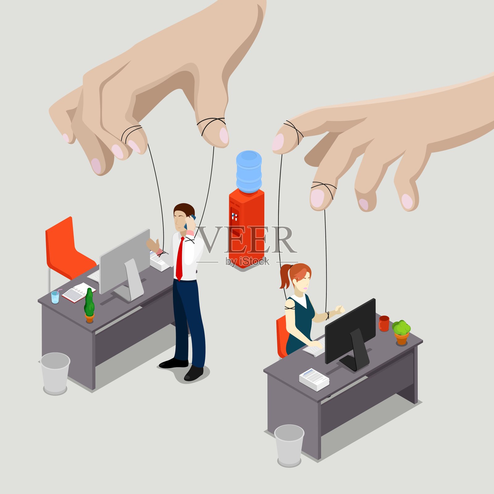 等距的人民办公室木偶插画图片素材