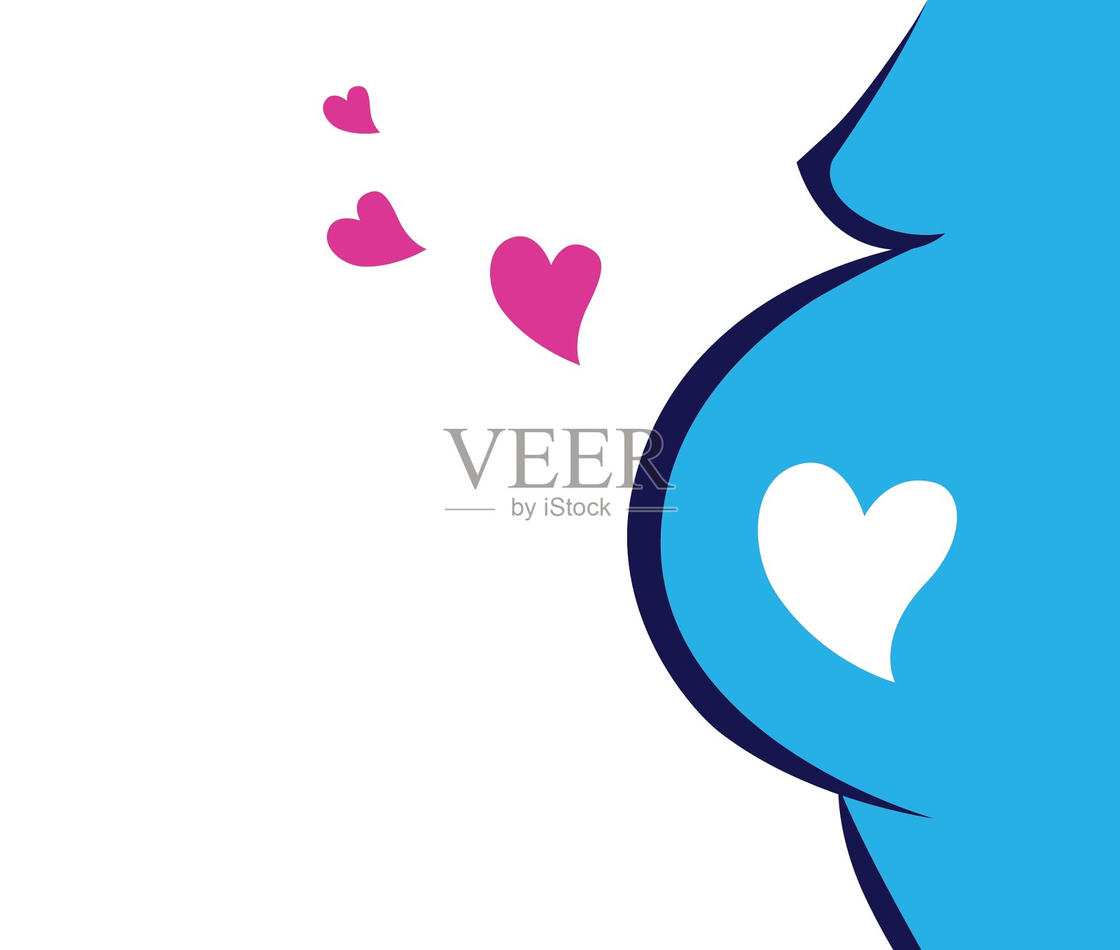 孕妇偶像与心插画图片素材