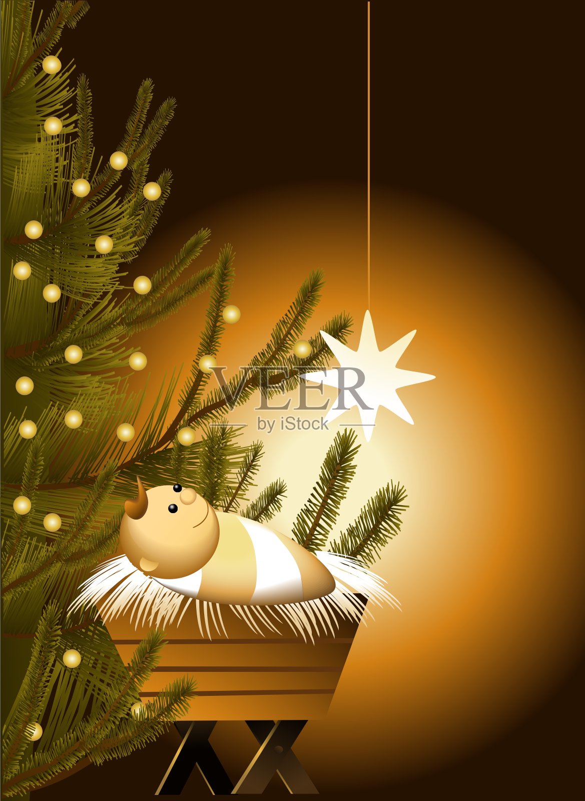 耶稣的圣诞场景插画图片素材