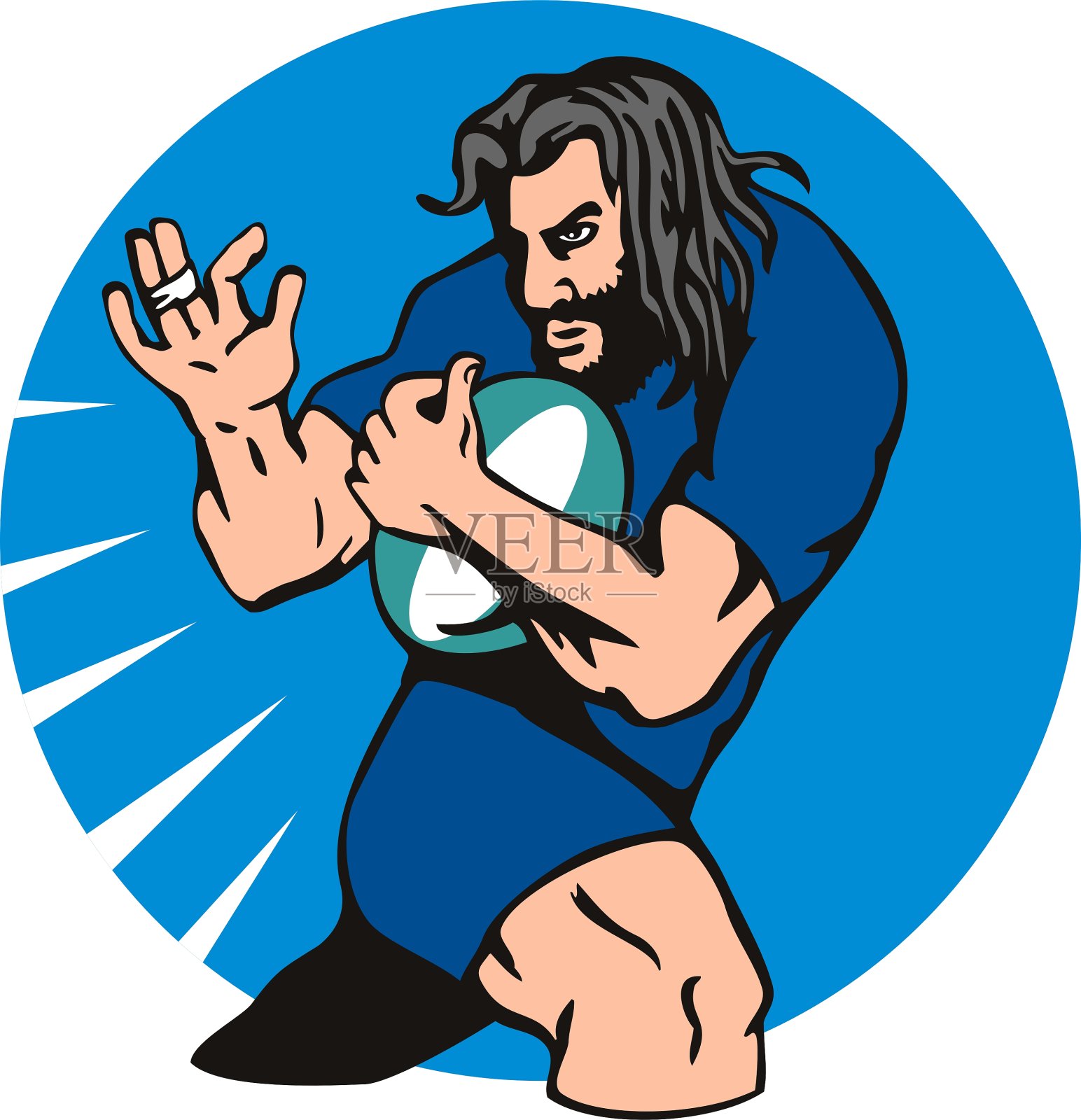 橄榄球运动员跑着传球插画图片素材