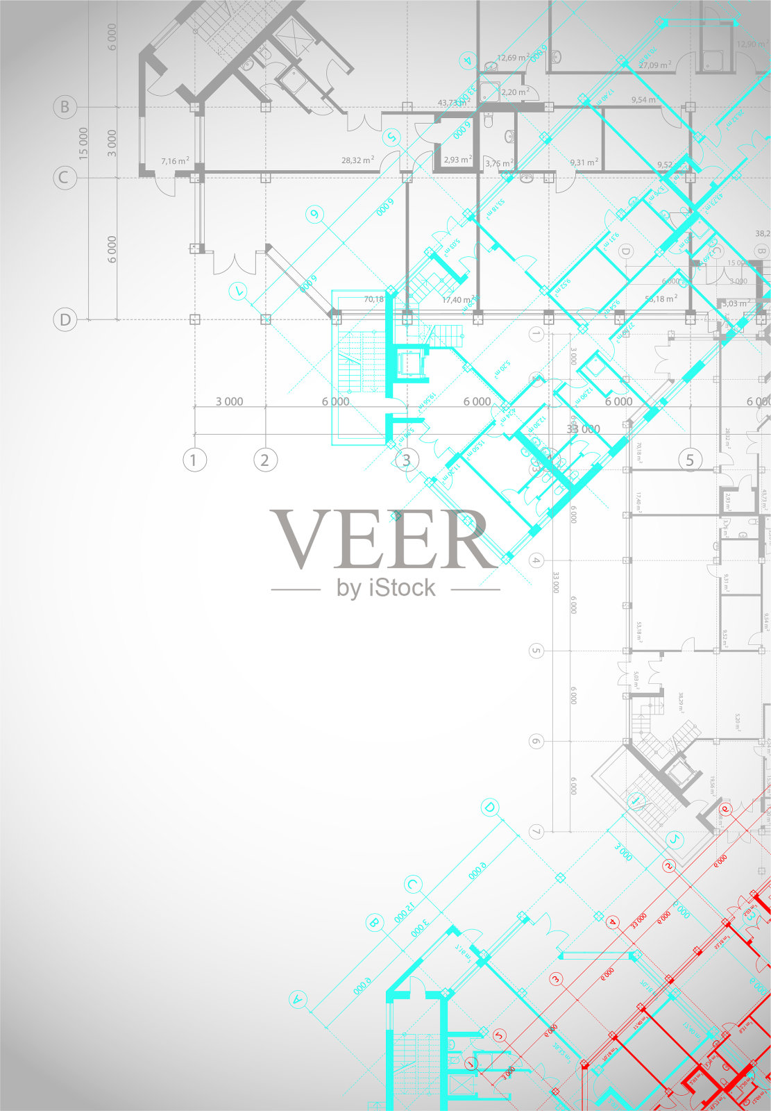 灰色建筑背景和建筑平面图插画图片素材