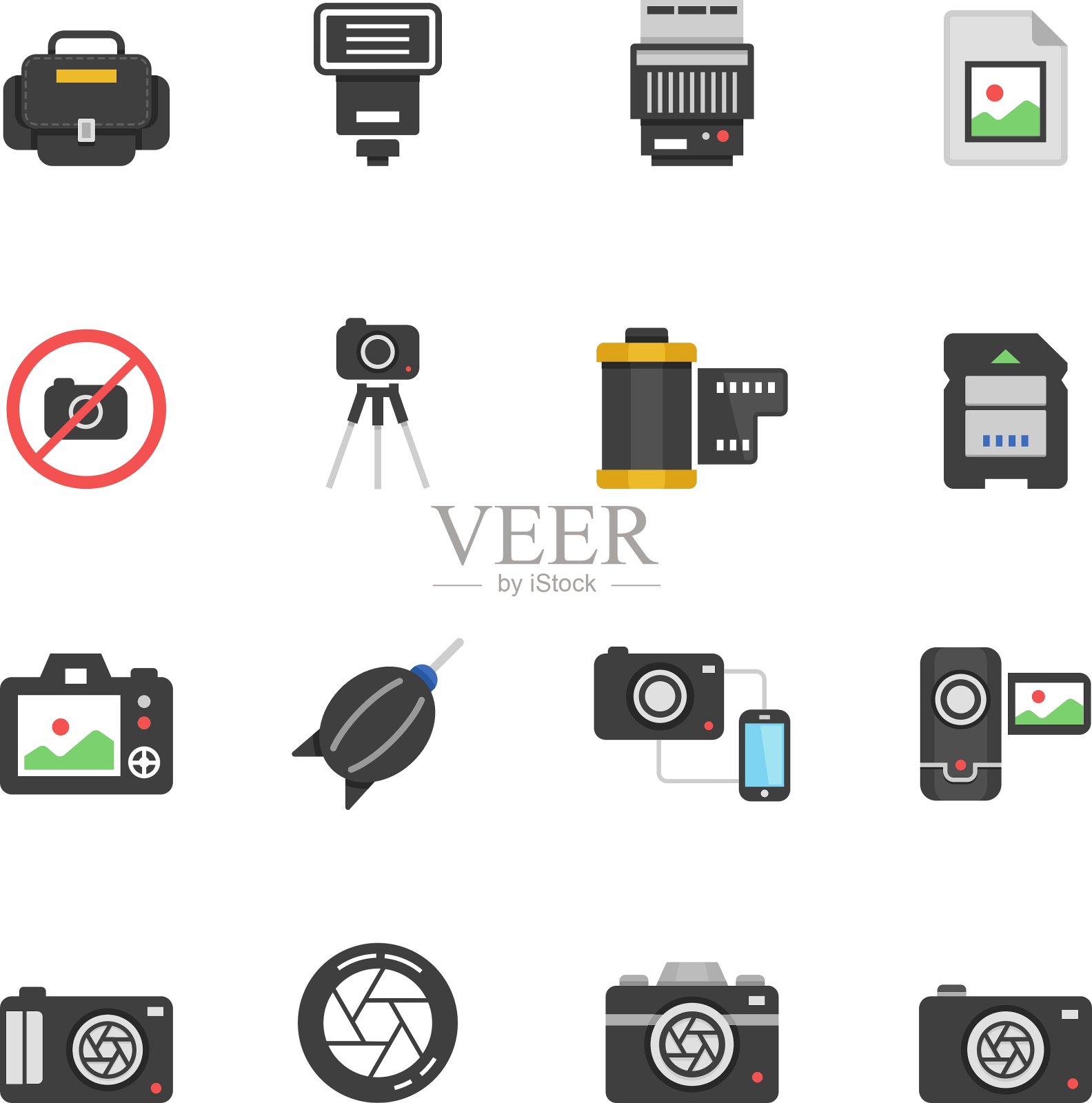 彩色图标设置相机和附件图标素材