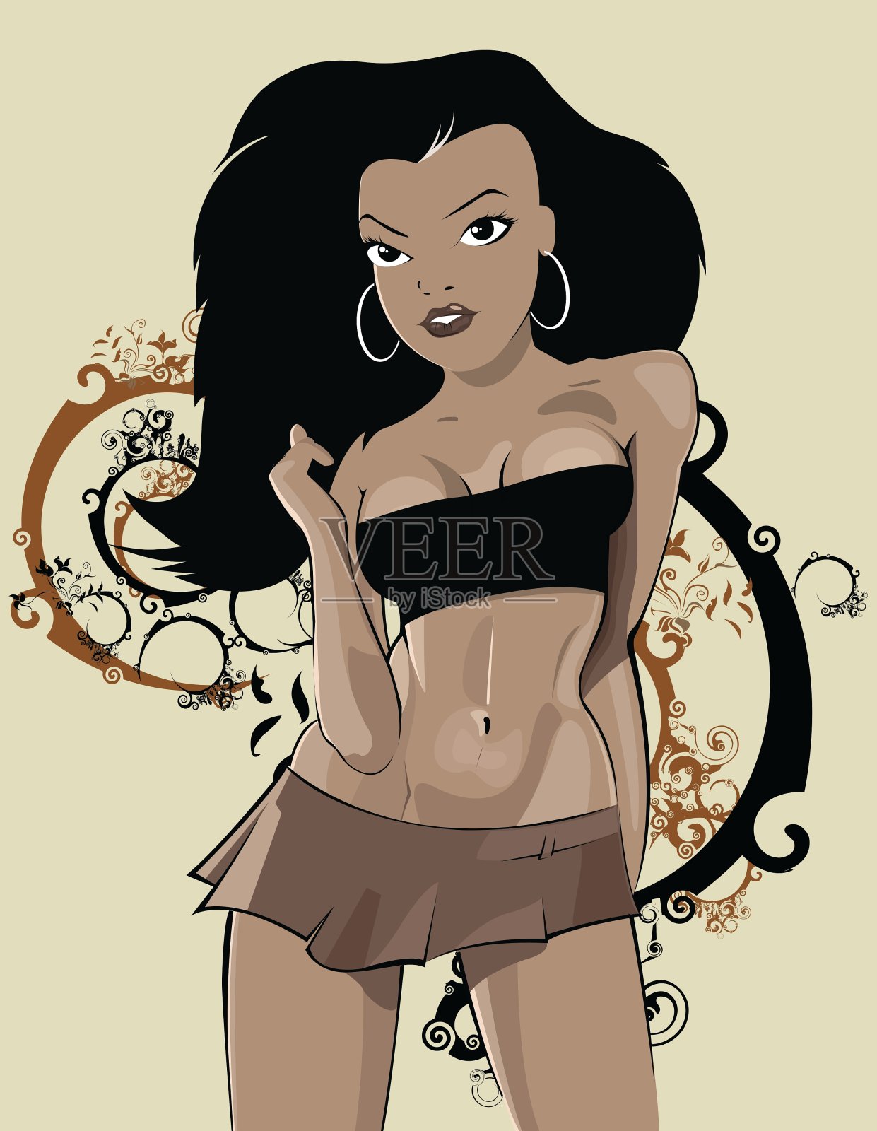 时尚的女孩插画图片素材