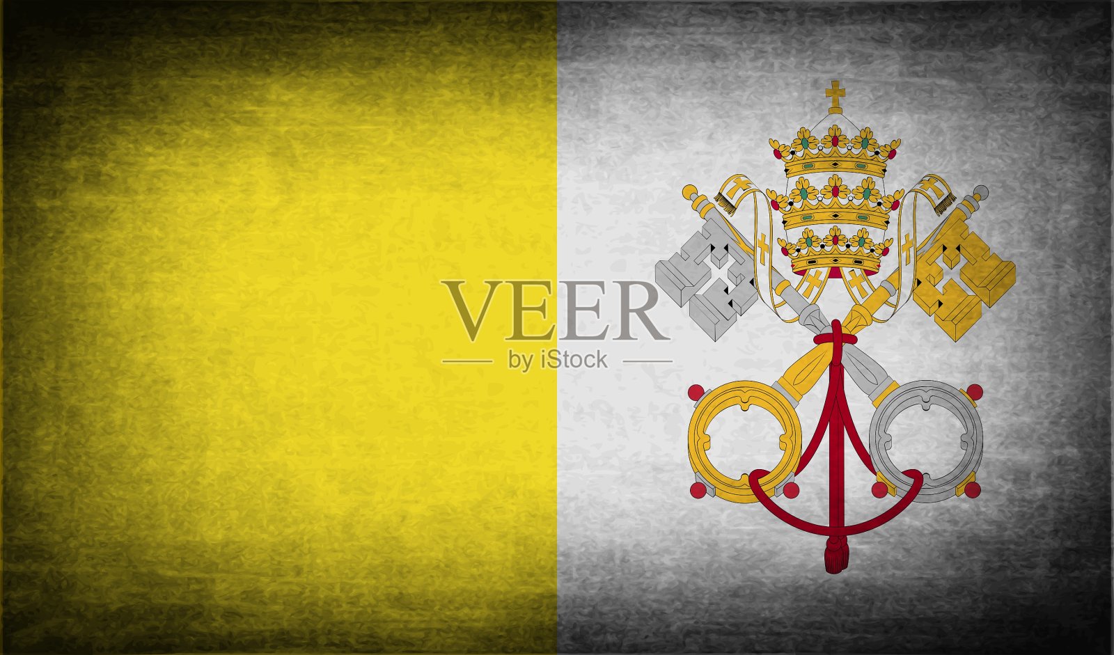 古老纹理的梵蒂冈国旗插画图片素材