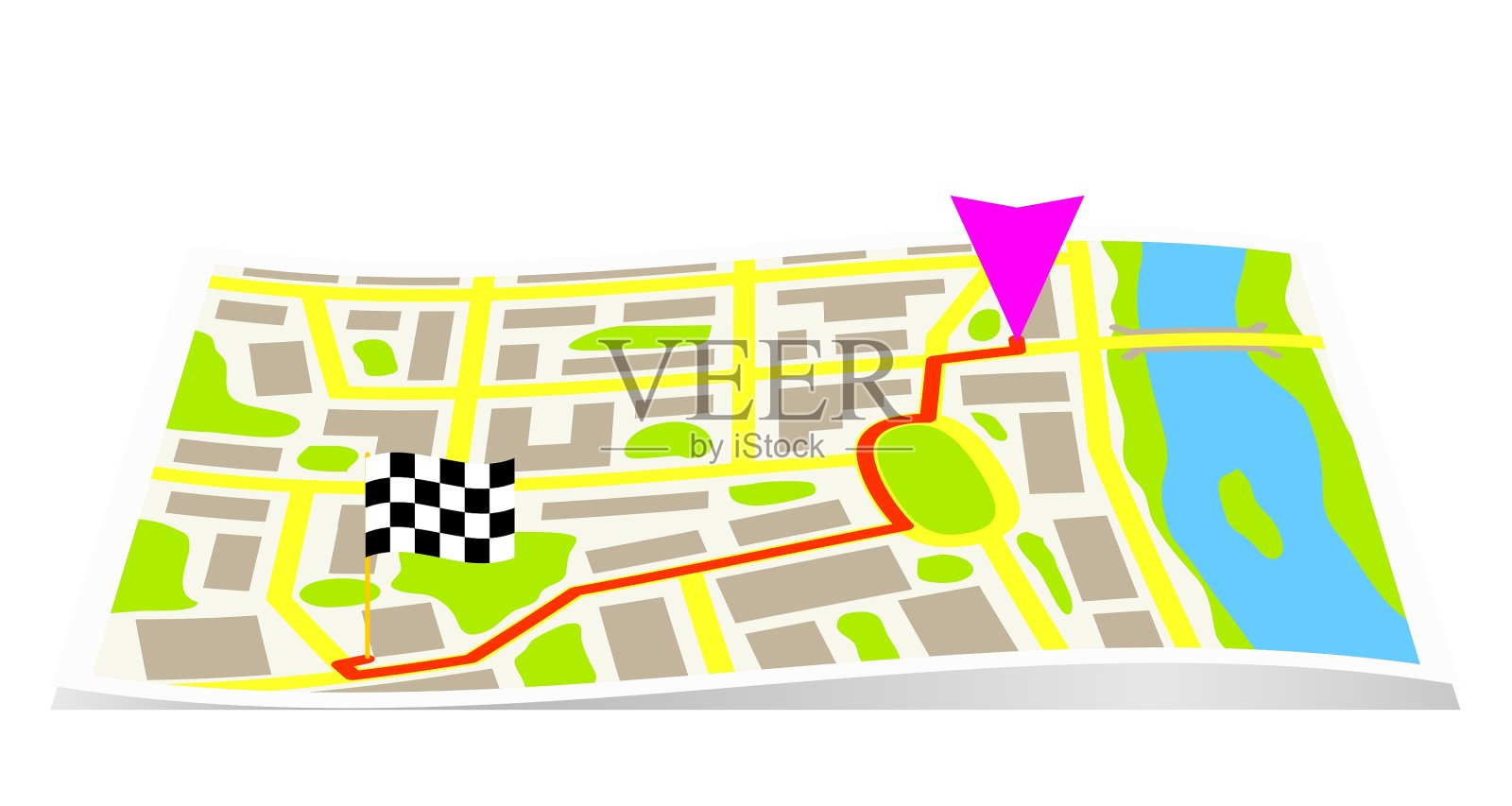这个城市地图上的路线设计元素图片