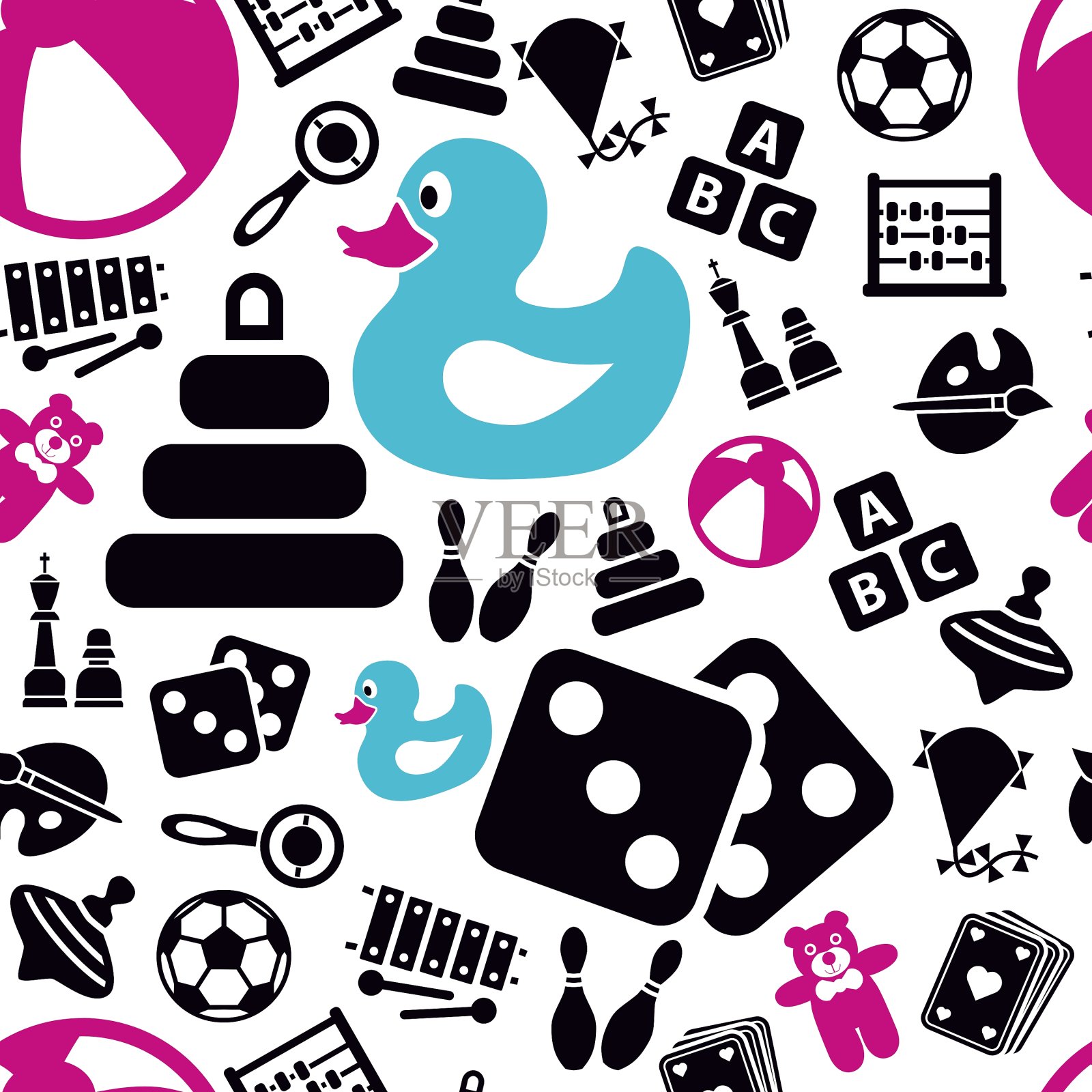 玩具无缝模式插画图片素材