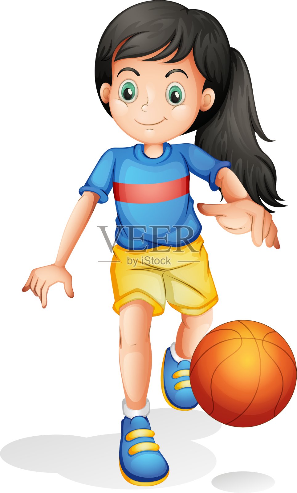 一个小女孩在打篮球设计元素图片