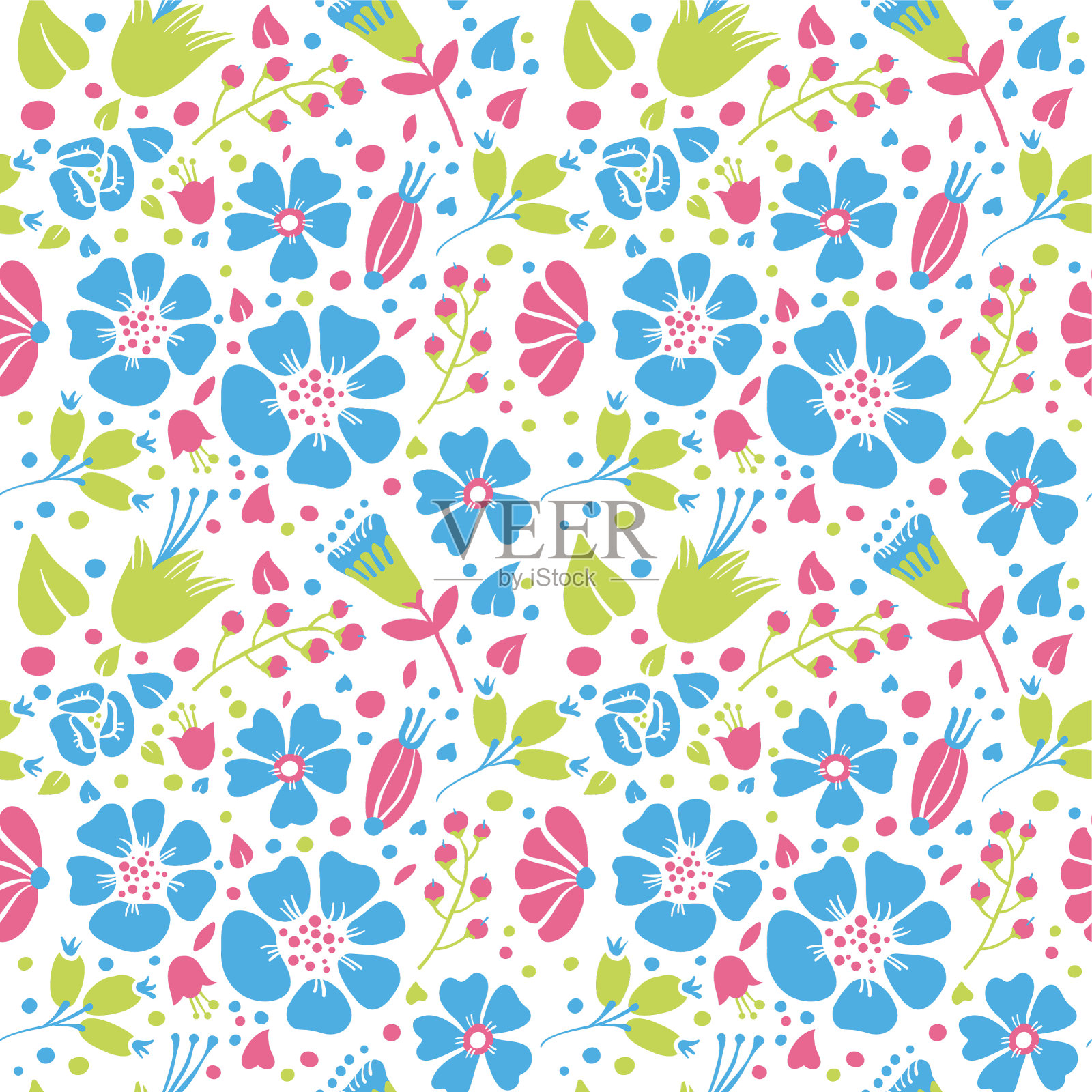 鲜花和佩斯利插画图片素材