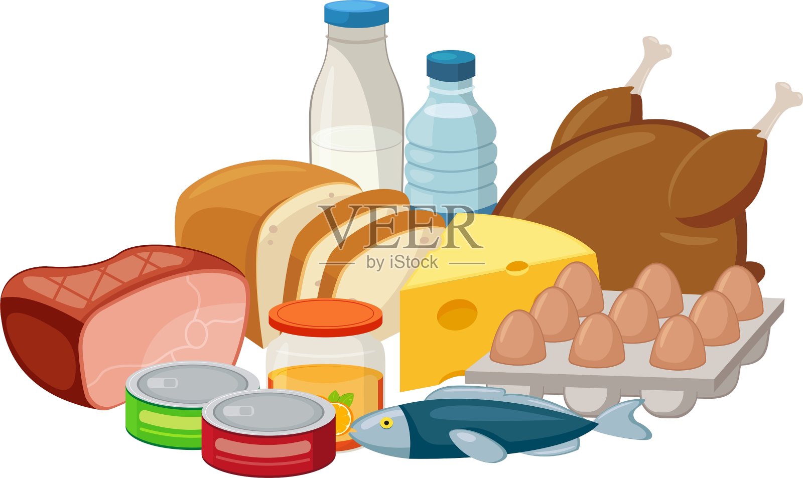 食物成分孤立在白色的食物组设计元素图片