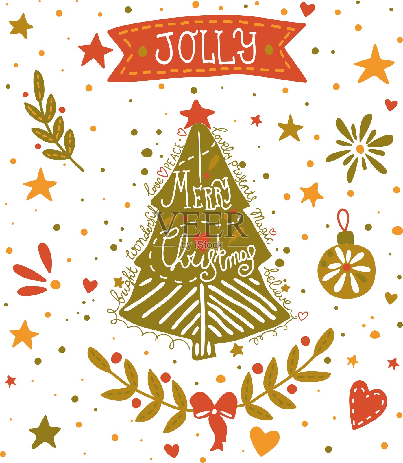 圣诞贺卡简略与圣诞设计模板素材