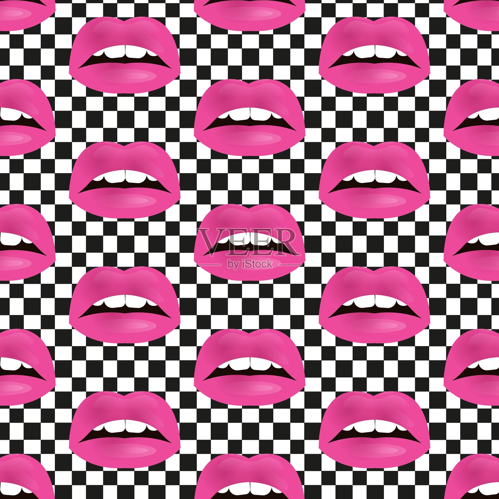魅力无缝唇纹插画图片素材