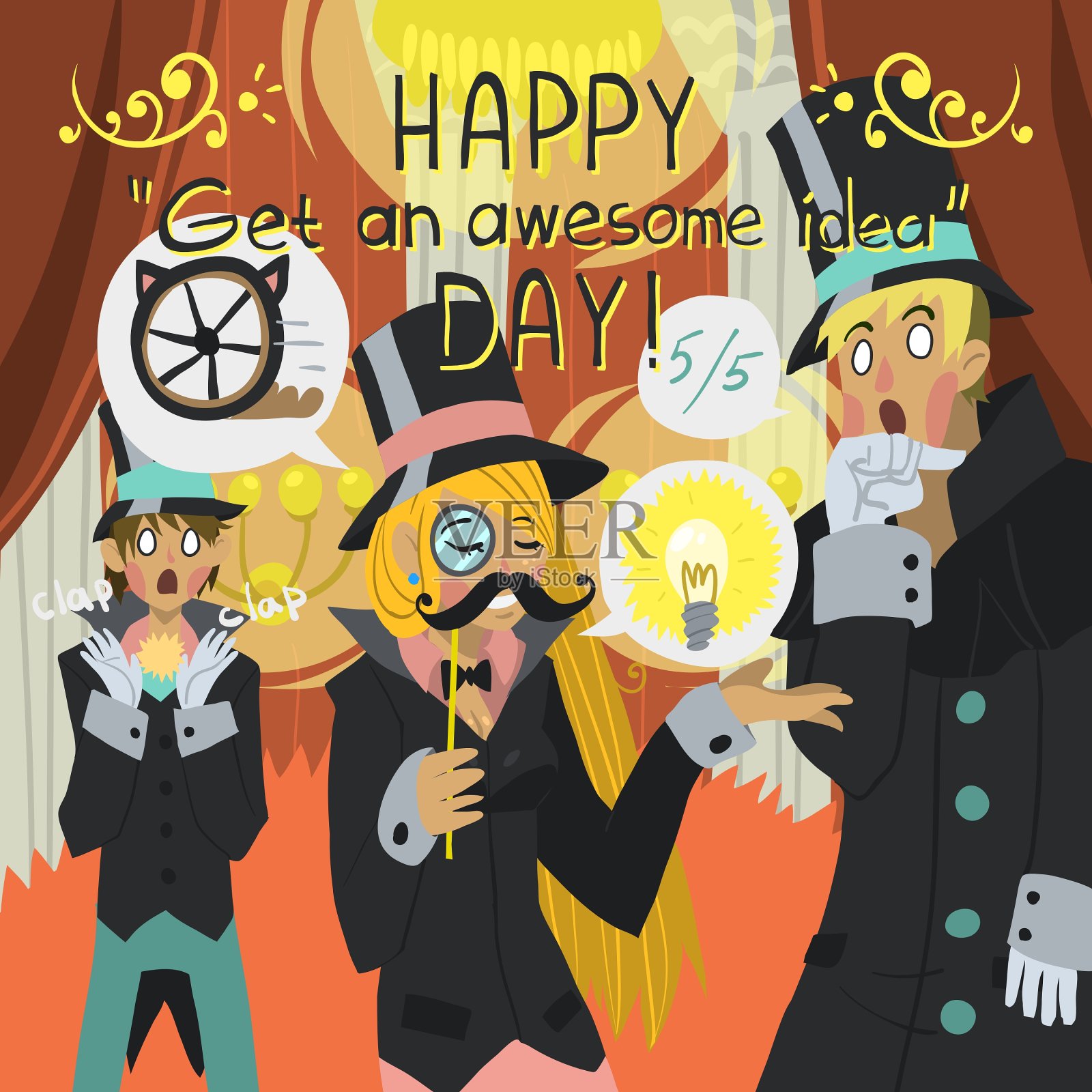 Happy Get Awesome Idea Day贺卡插画图片素材