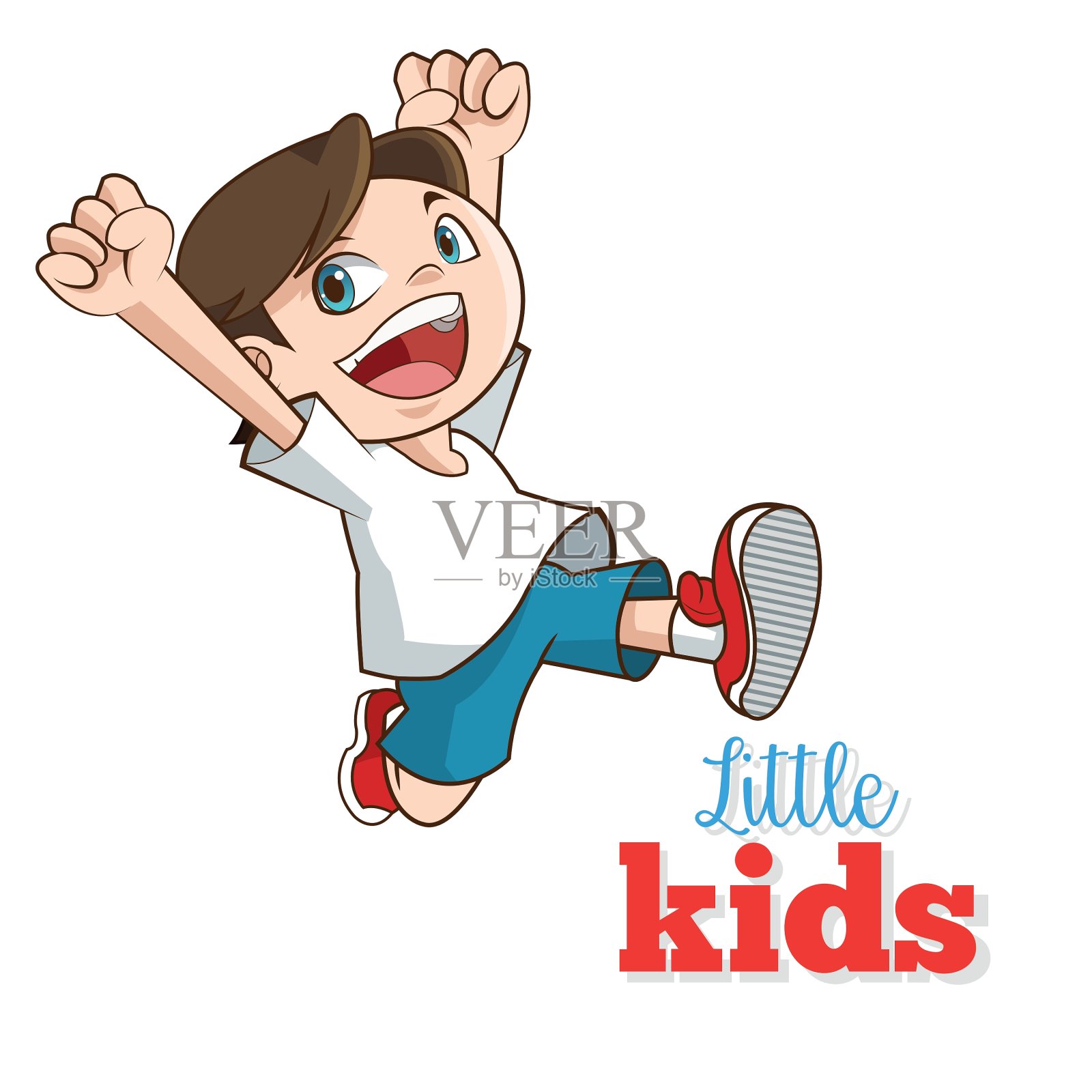 卡通的快乐的小孩插画图片素材