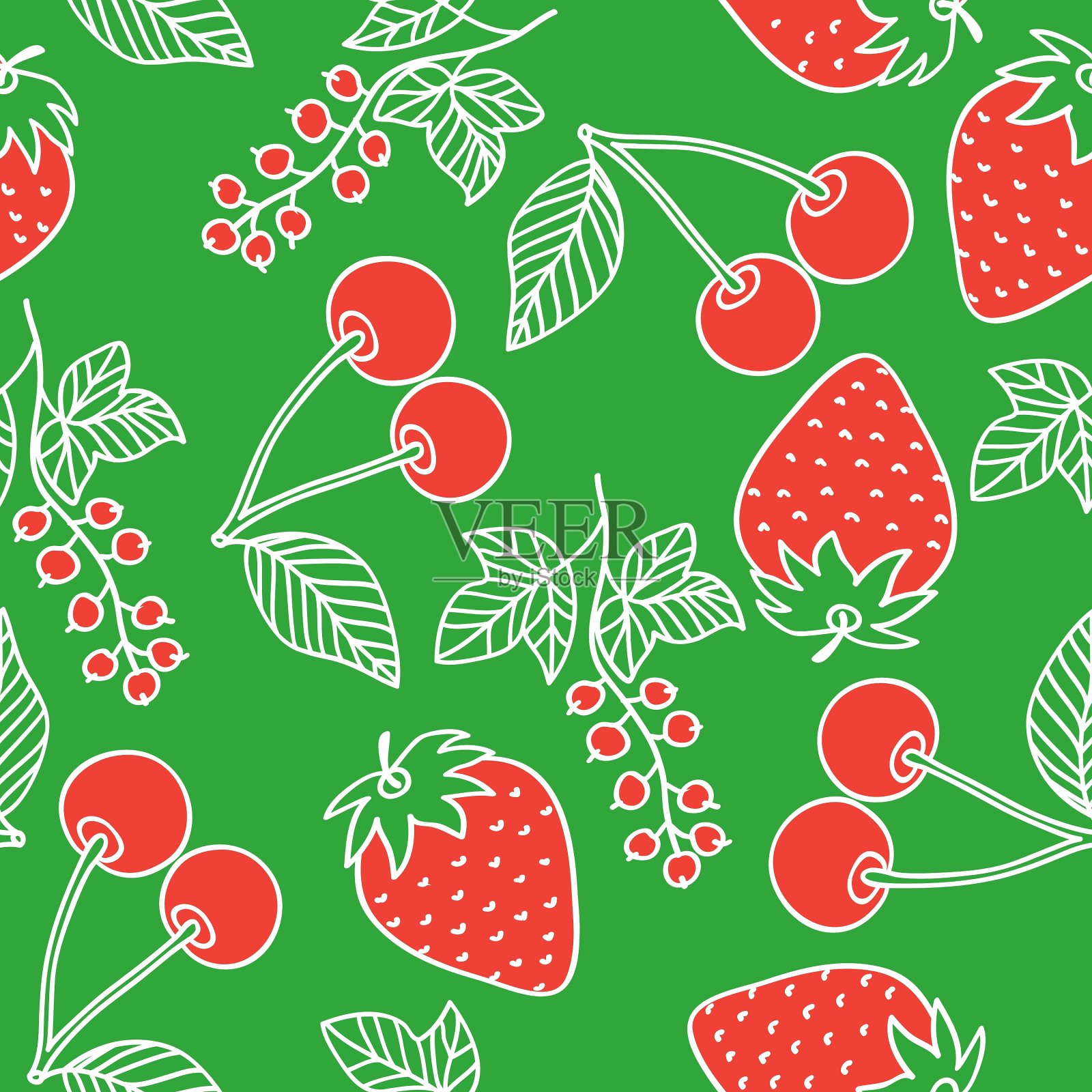 多汁浆果无缝图案插画图片素材