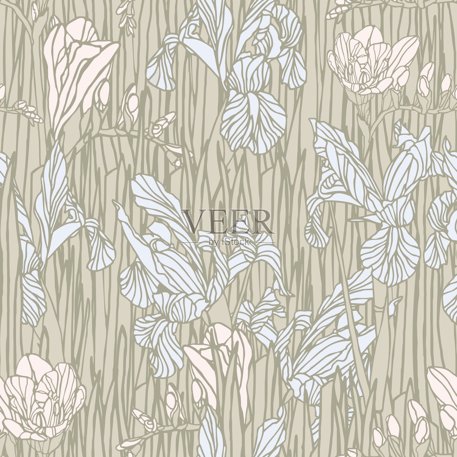 无缝带花图案插画图片素材