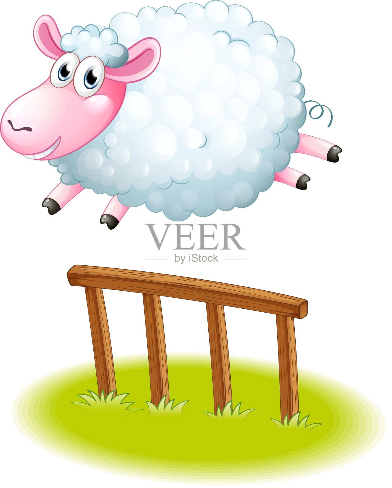 一只羊跳插画图片素材