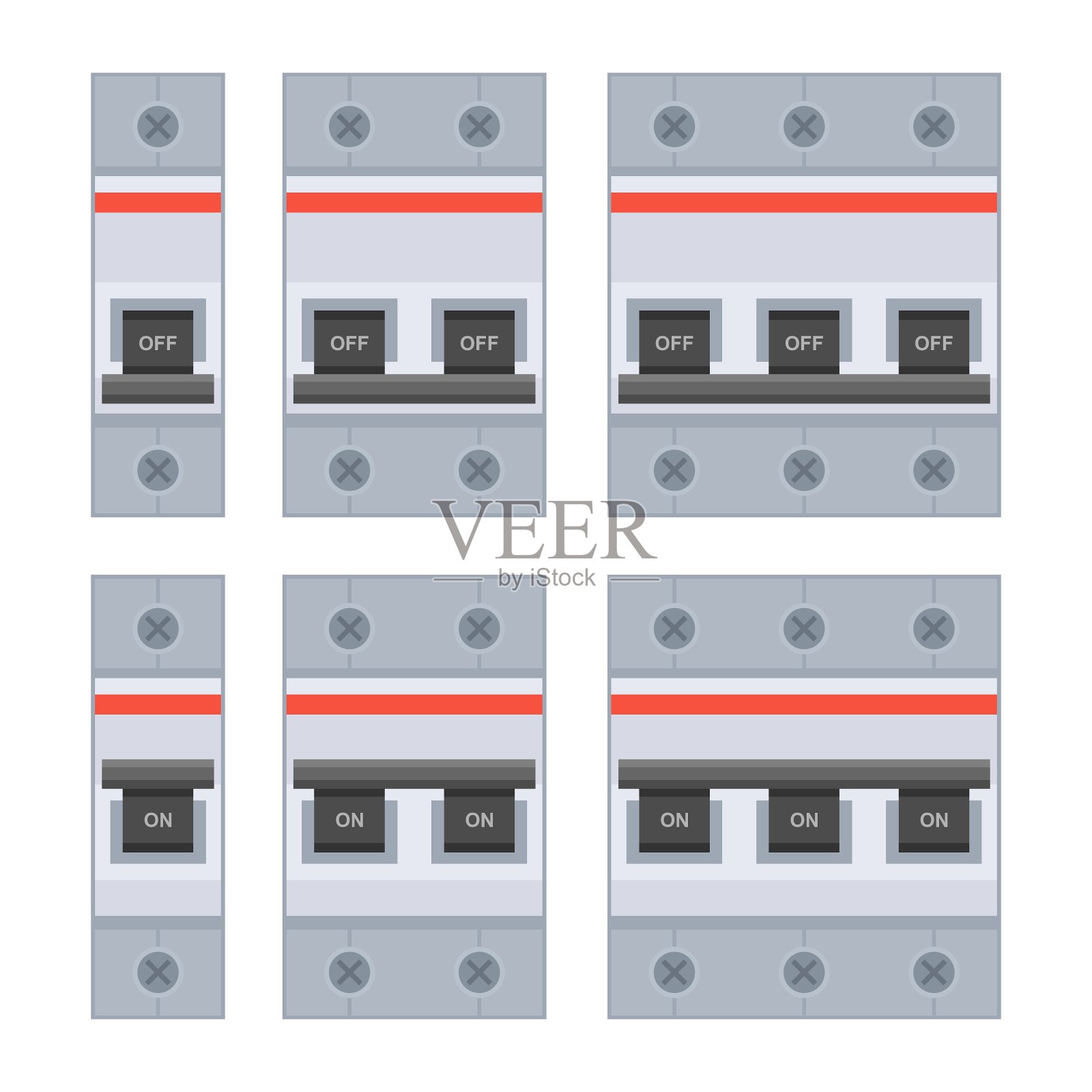 断路器设置在白色背景上插画图片素材