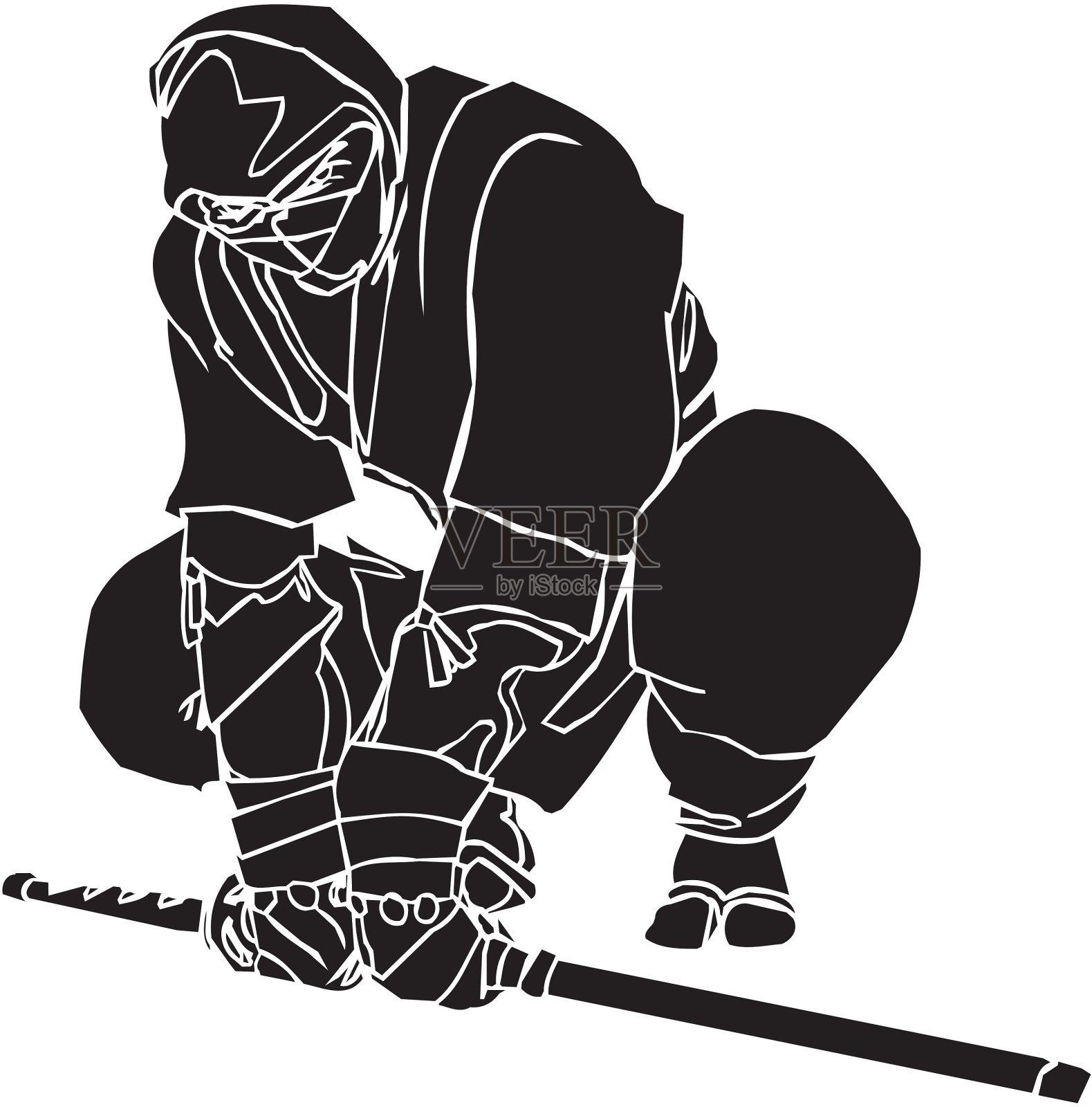 忍者战士-乙烯基准备插画图片素材