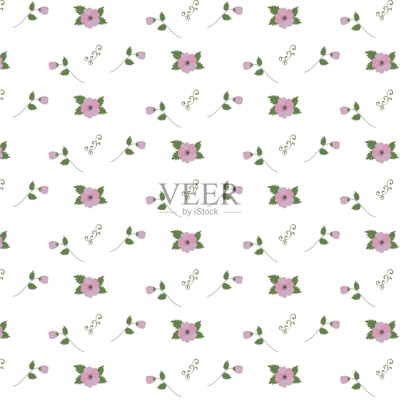 复古花卉图案与花插画图片素材