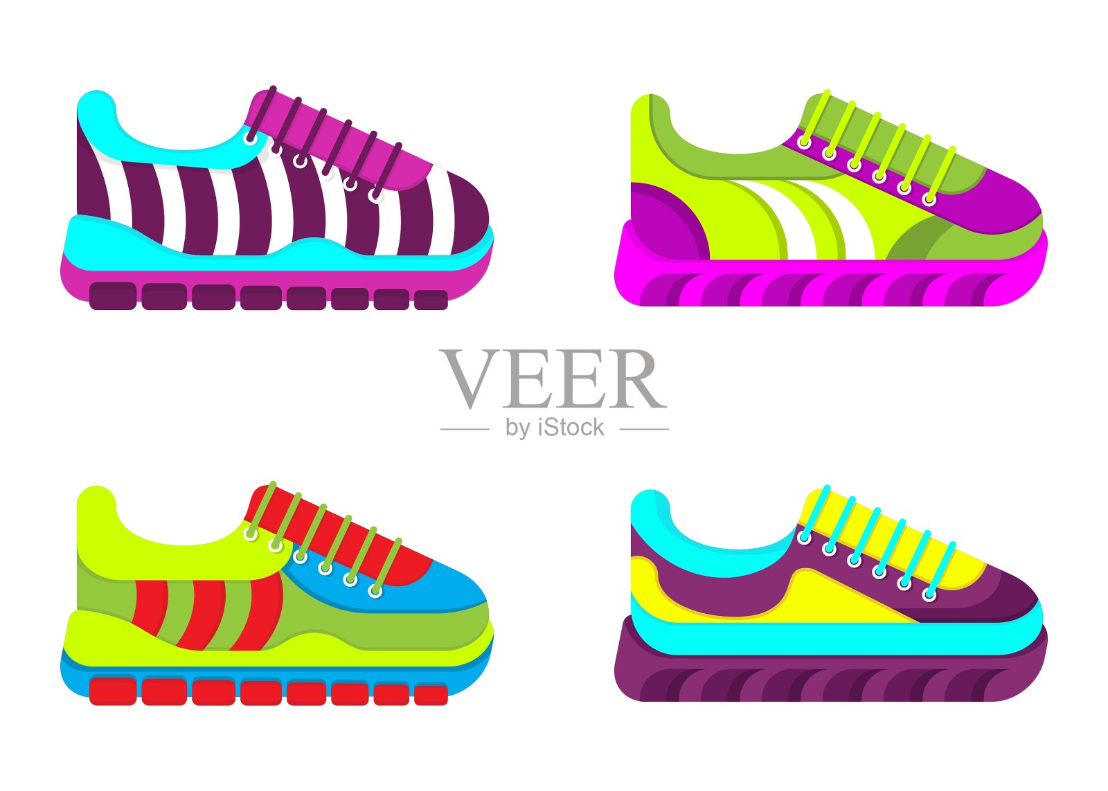 颜色时尚运动鞋插画图片素材