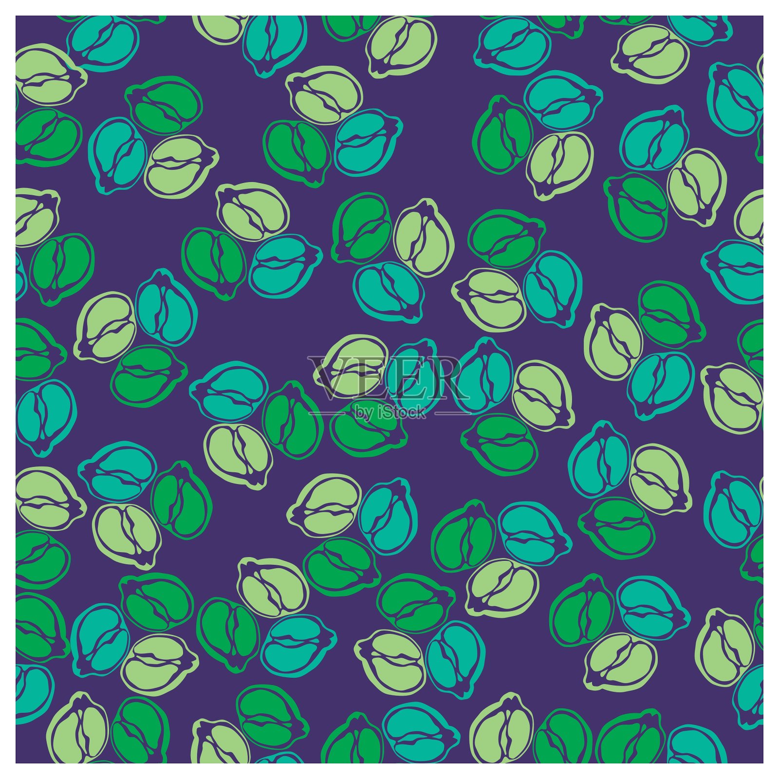 叶、果、花无缝图案插画图片素材