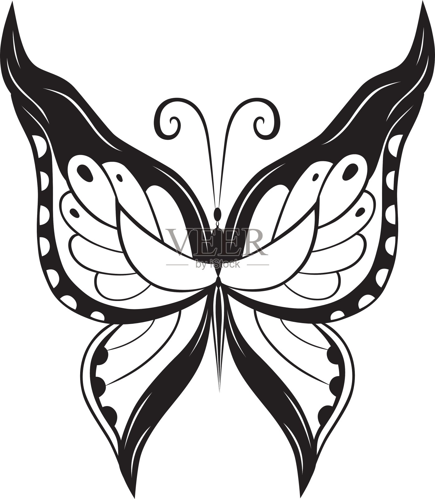 装饰抽象的蝴蝶剪影插画图片素材