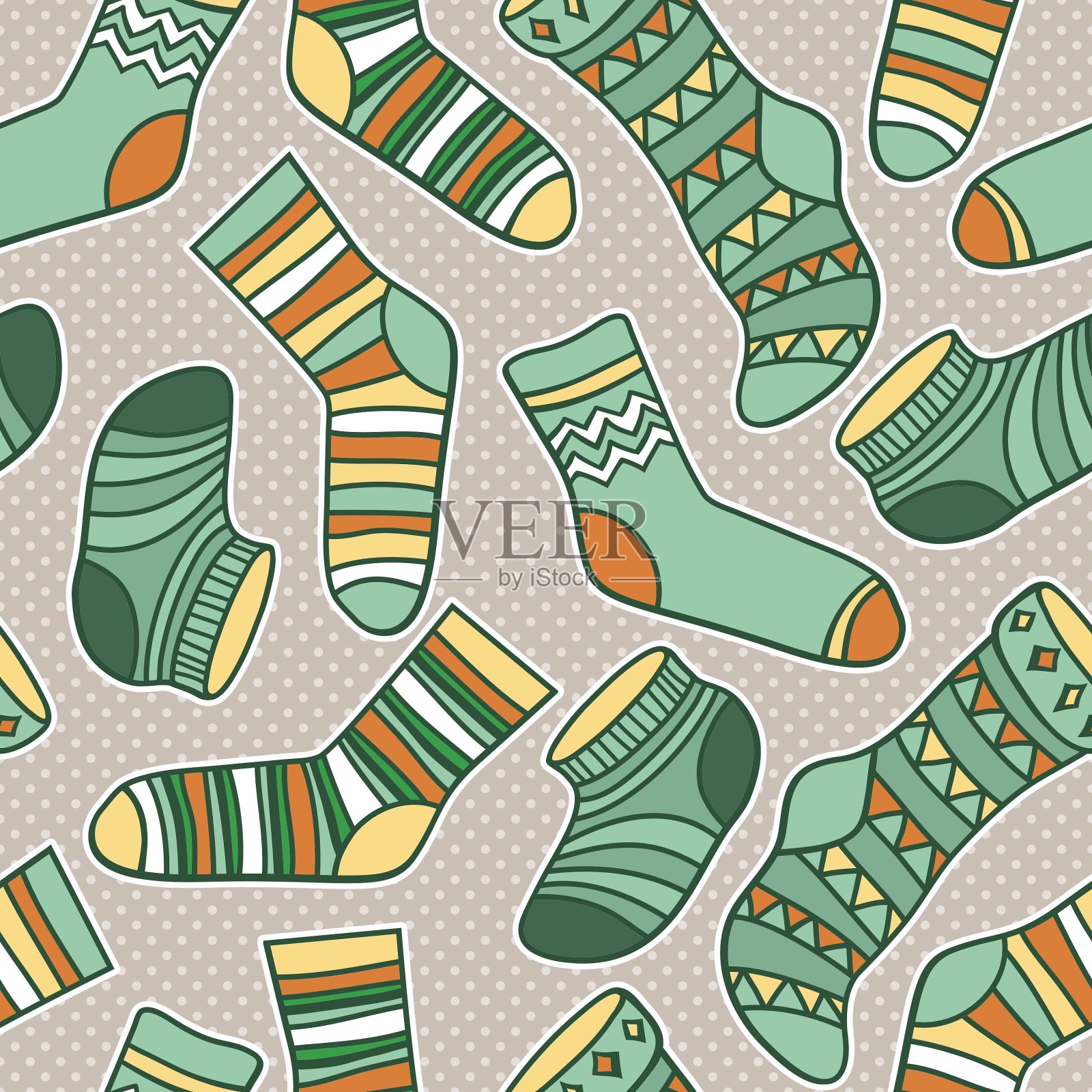 无缝抽象图案与袜子插画图片素材