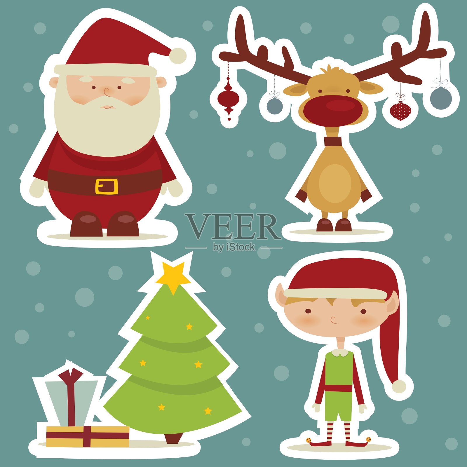 圣诞贴纸插画图片素材