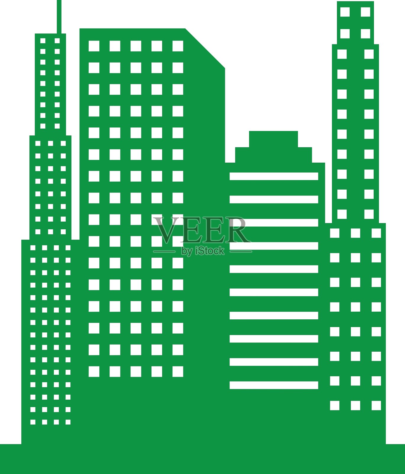 绿色城市景观孤立图标设计插画图片素材